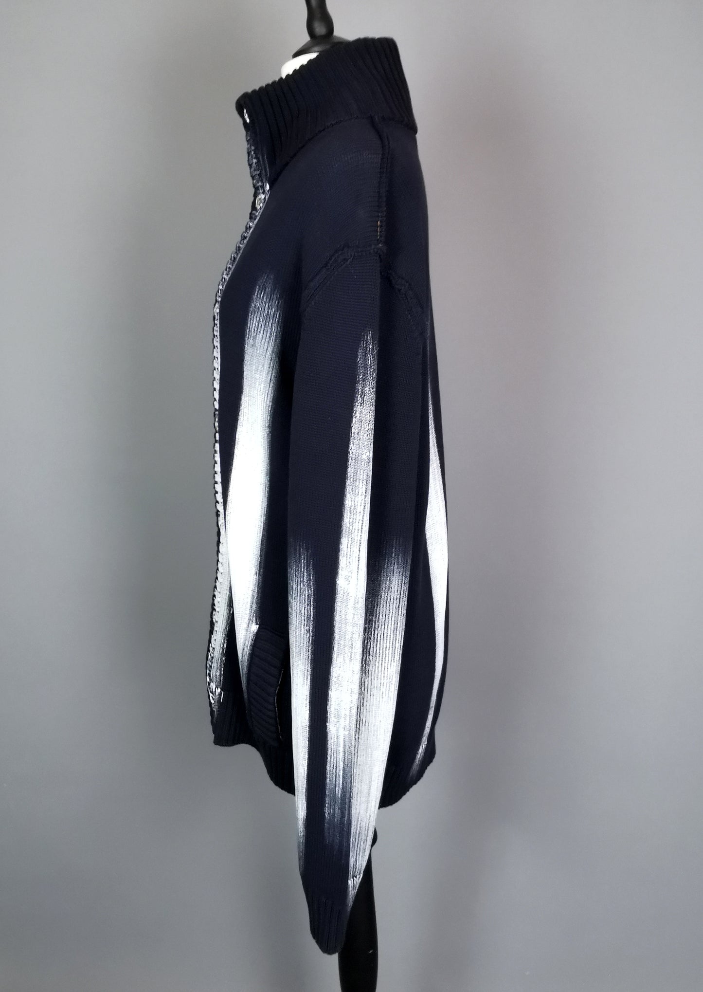 Vintage Mens Dolce and Gabbana paint stripe cardigan