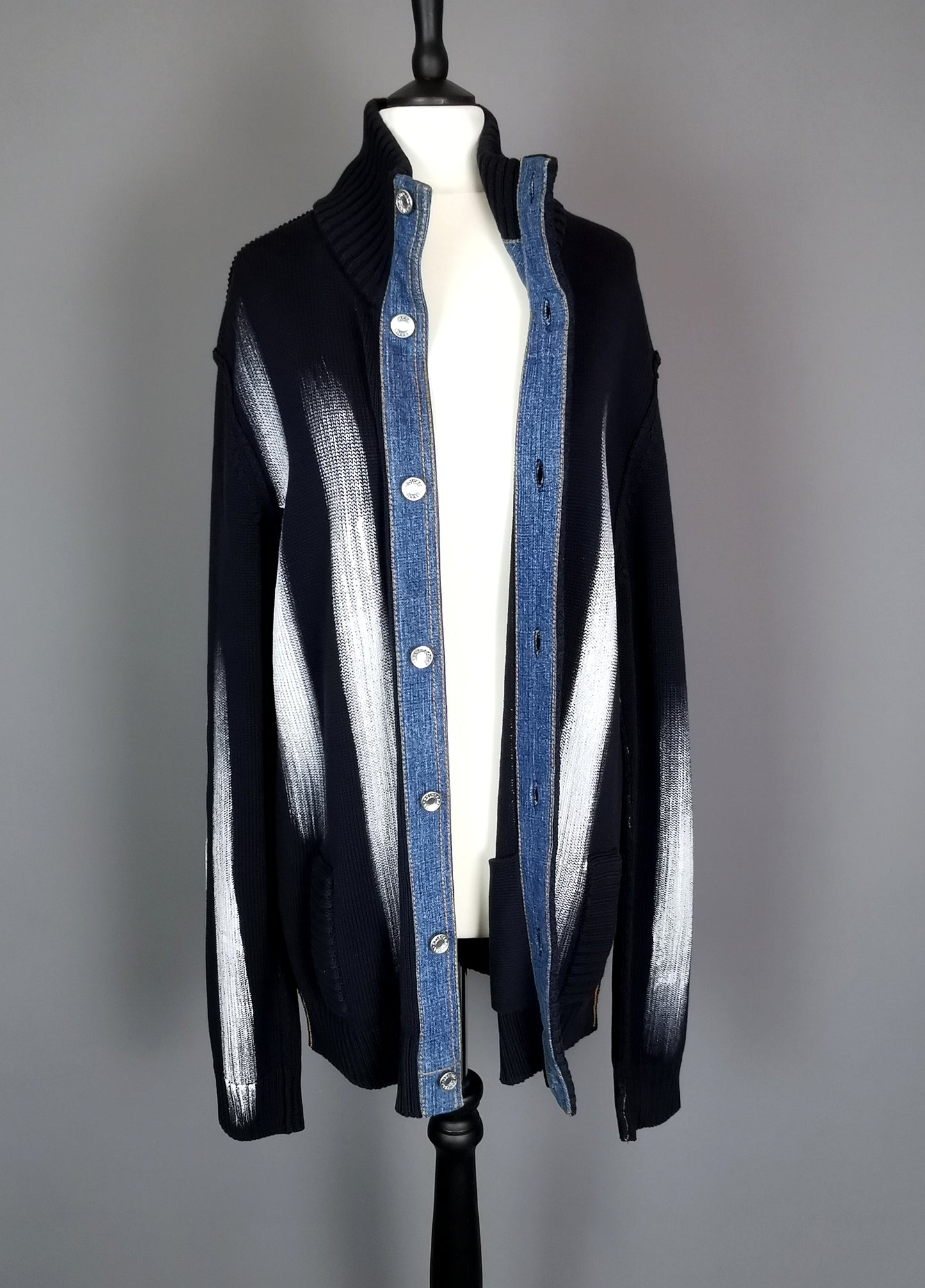 Vintage Mens Dolce and Gabbana paint stripe cardigan