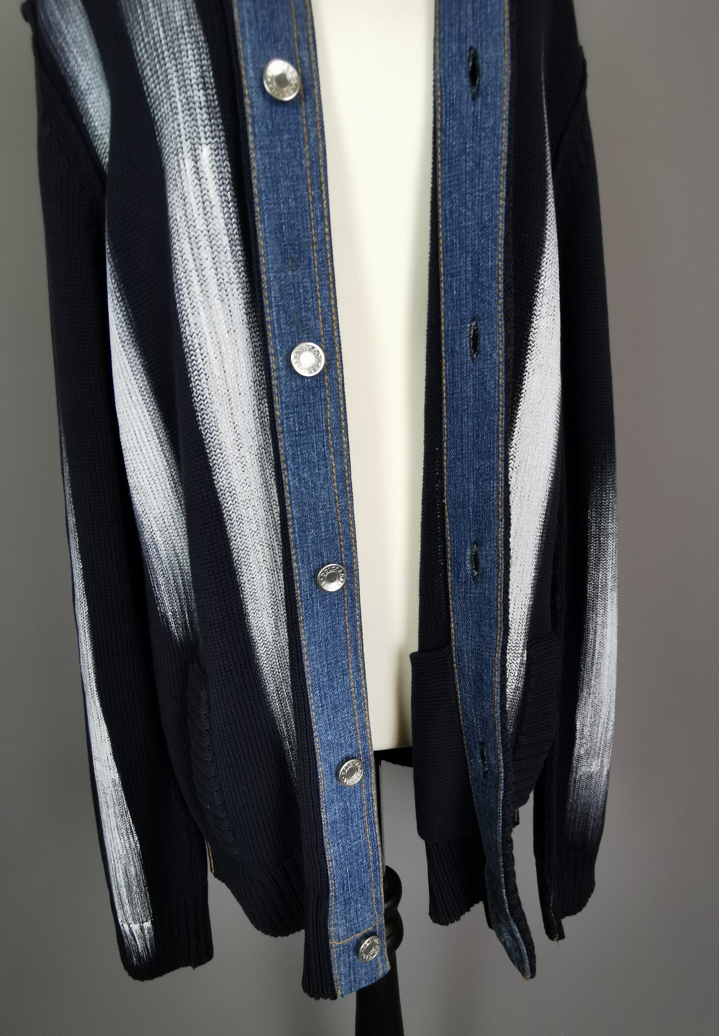 Vintage Mens Dolce and Gabbana paint stripe cardigan