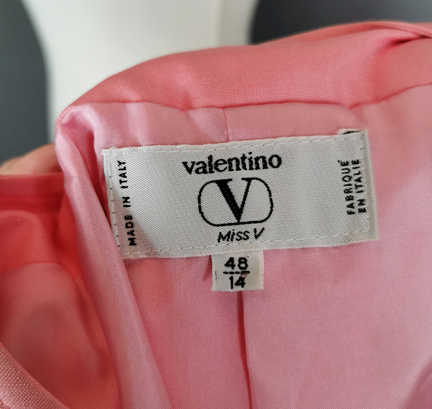 Vintage 80s Valentino pink silk skirt suit