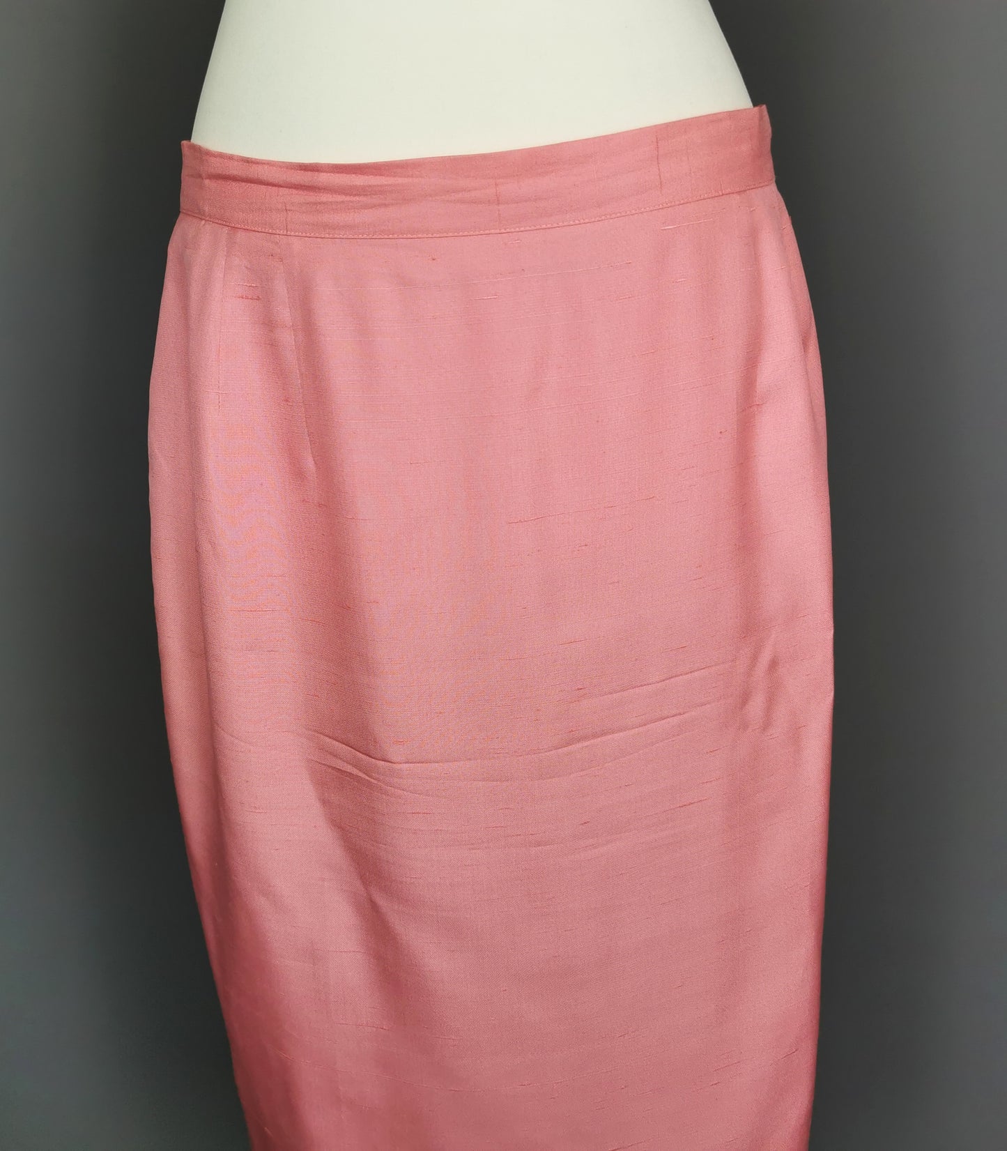 Vintage 80s Valentino pink silk skirt suit