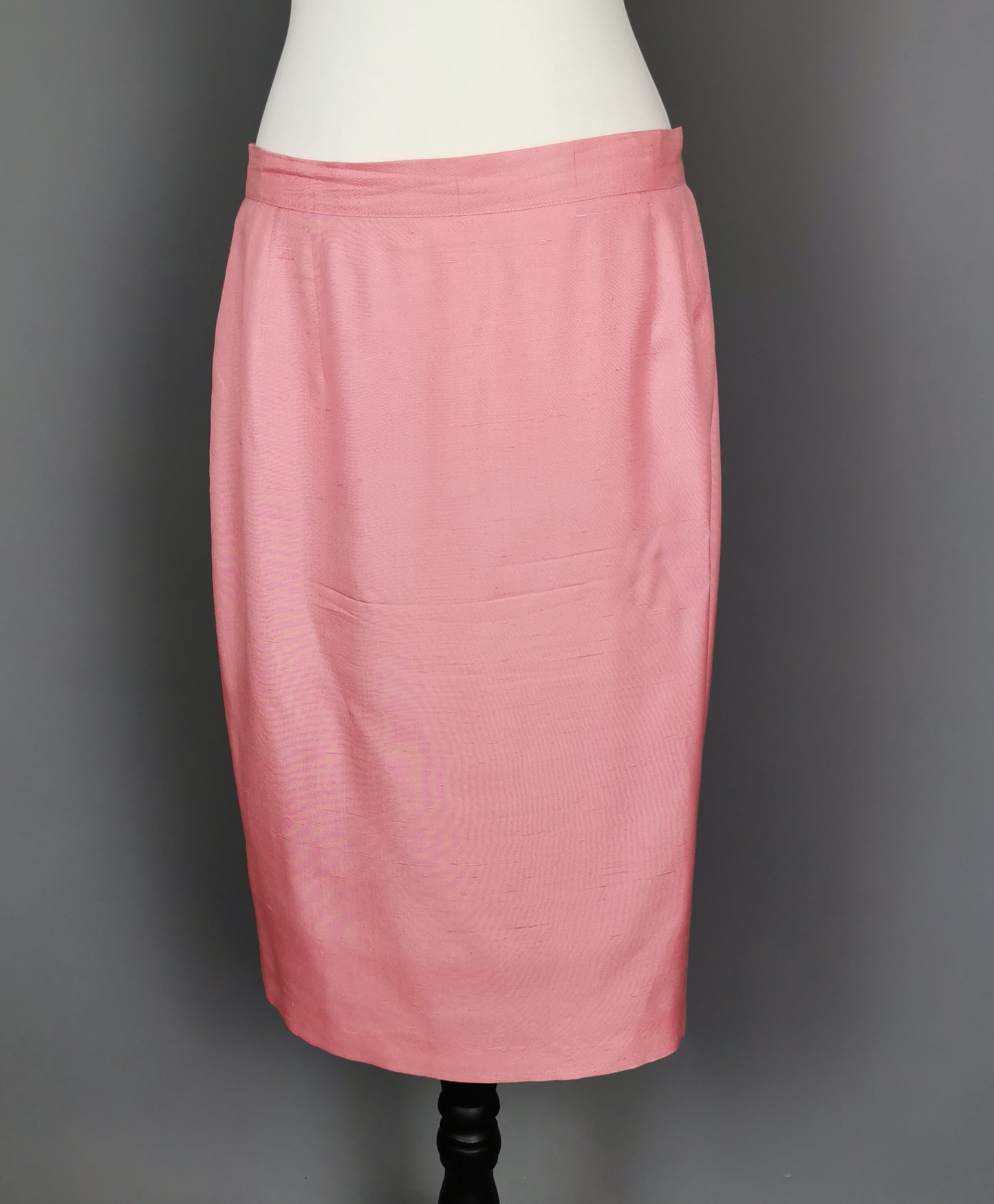 Vintage 80s Valentino pink silk skirt suit