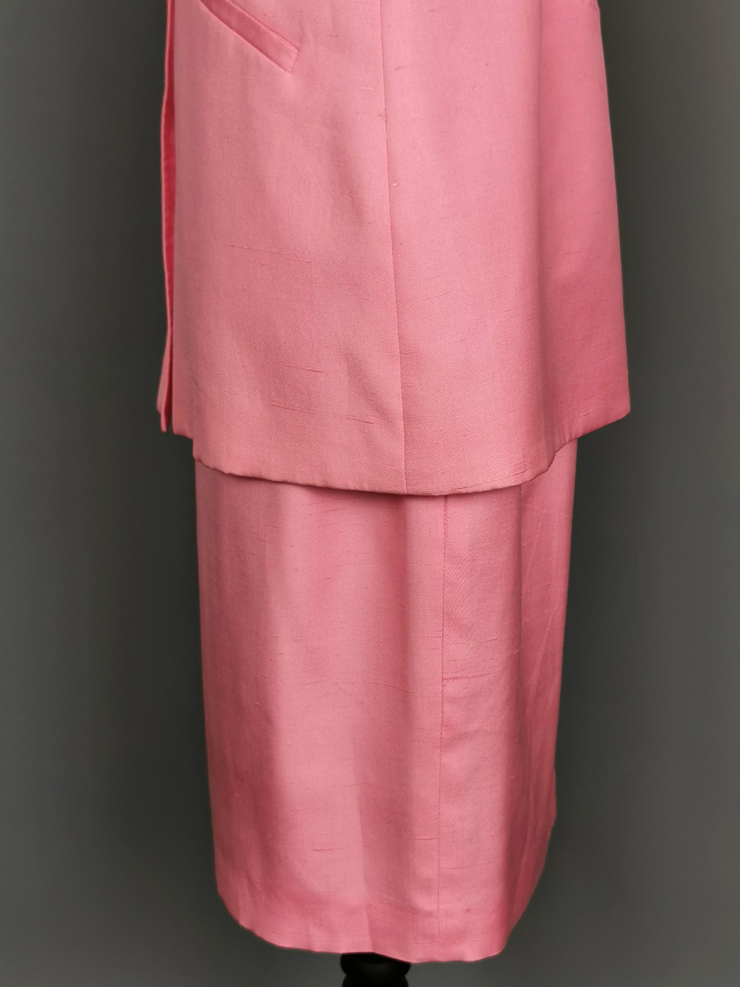 Vintage 80s Valentino pink silk skirt suit