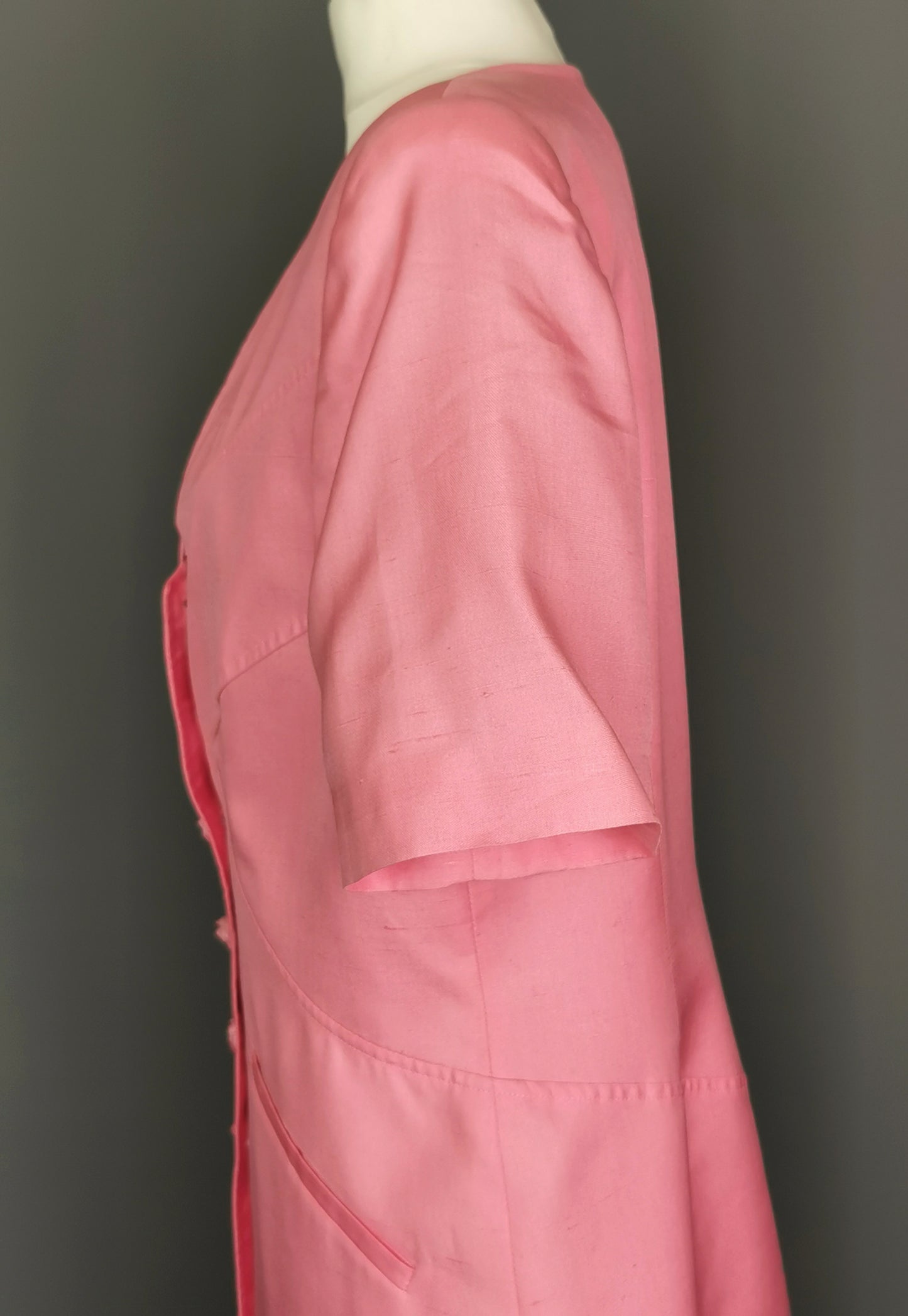 Vintage 80s Valentino pink silk skirt suit