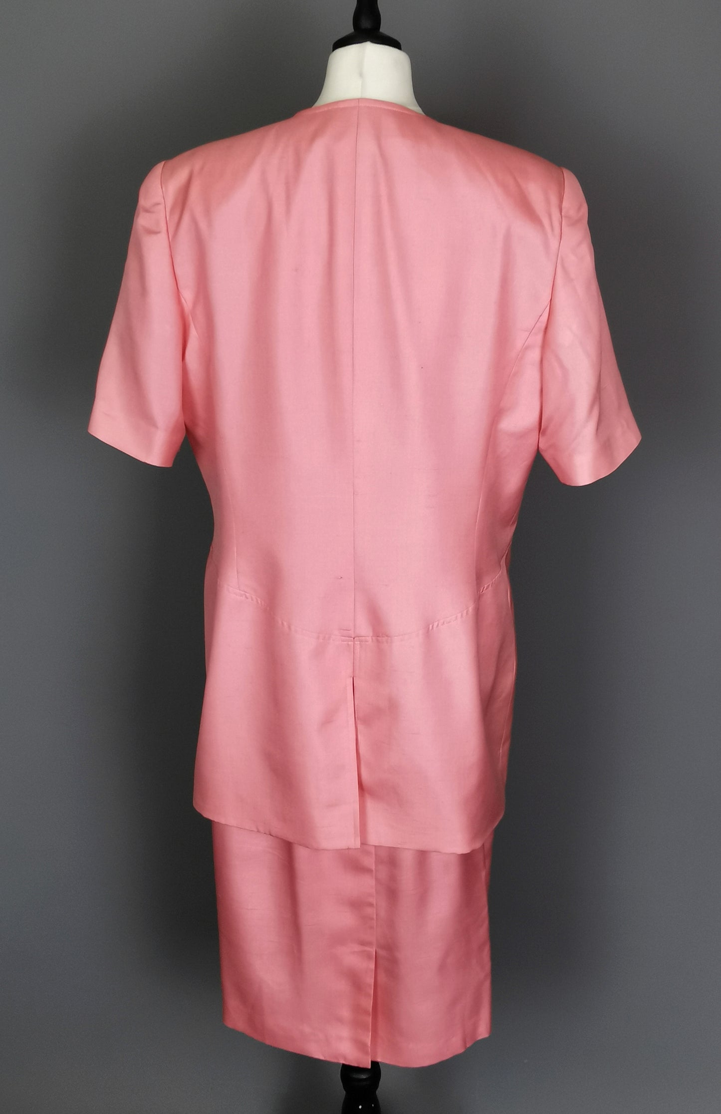 Vintage 80s Valentino pink silk skirt suit