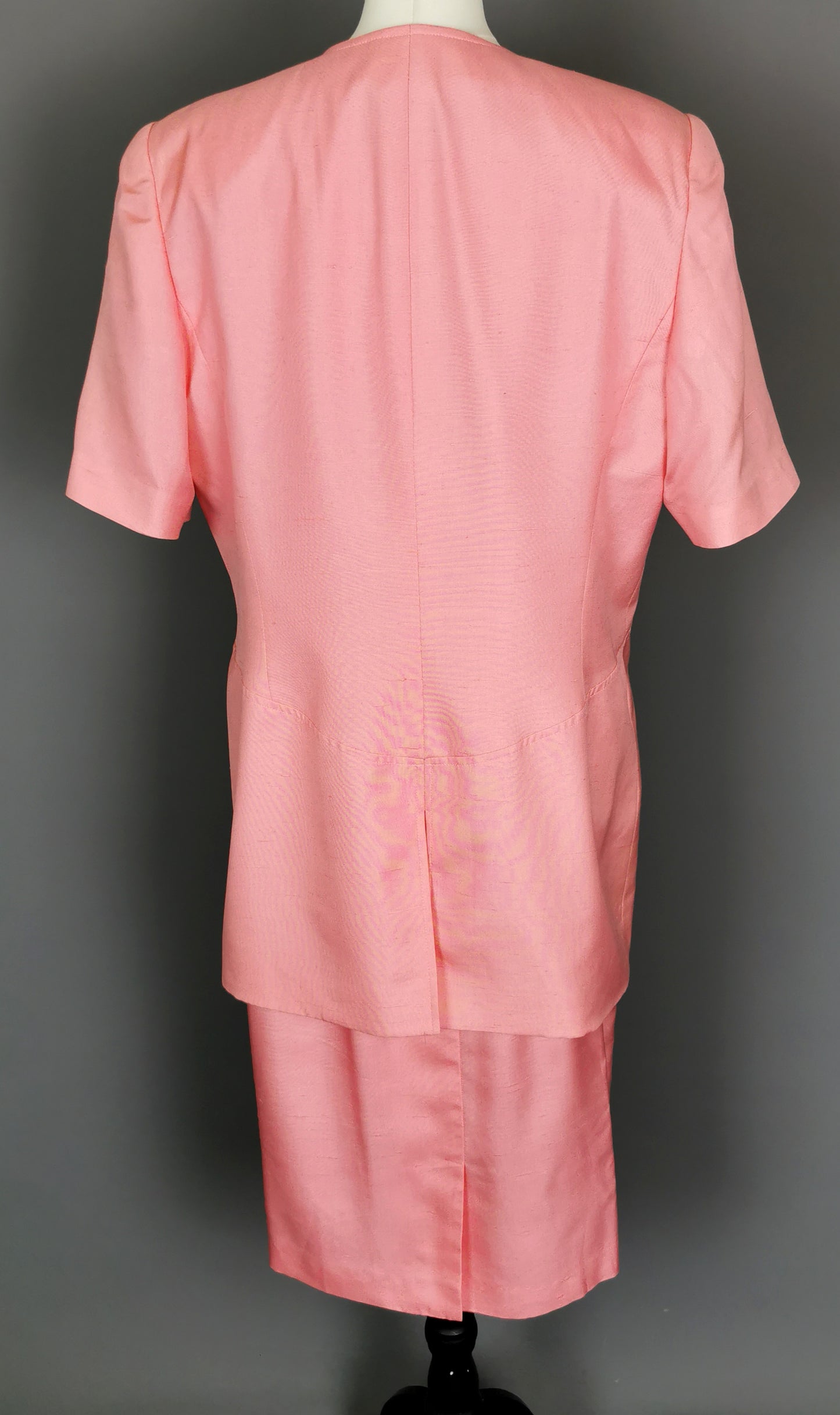 Vintage 80s Valentino pink silk skirt suit