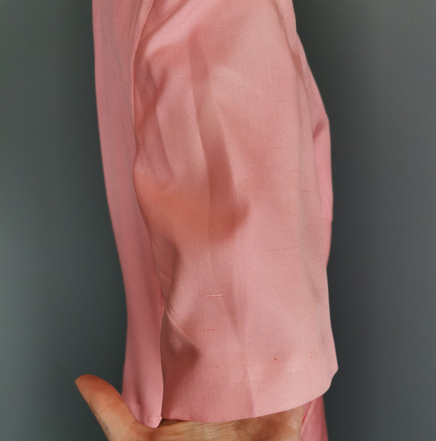 Vintage 80s Valentino pink silk skirt suit