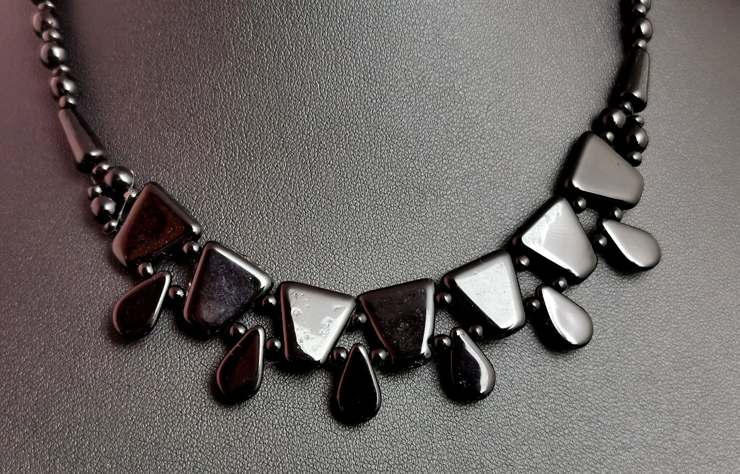 Vintage Art Deco style festoon necklace, French jet and paste