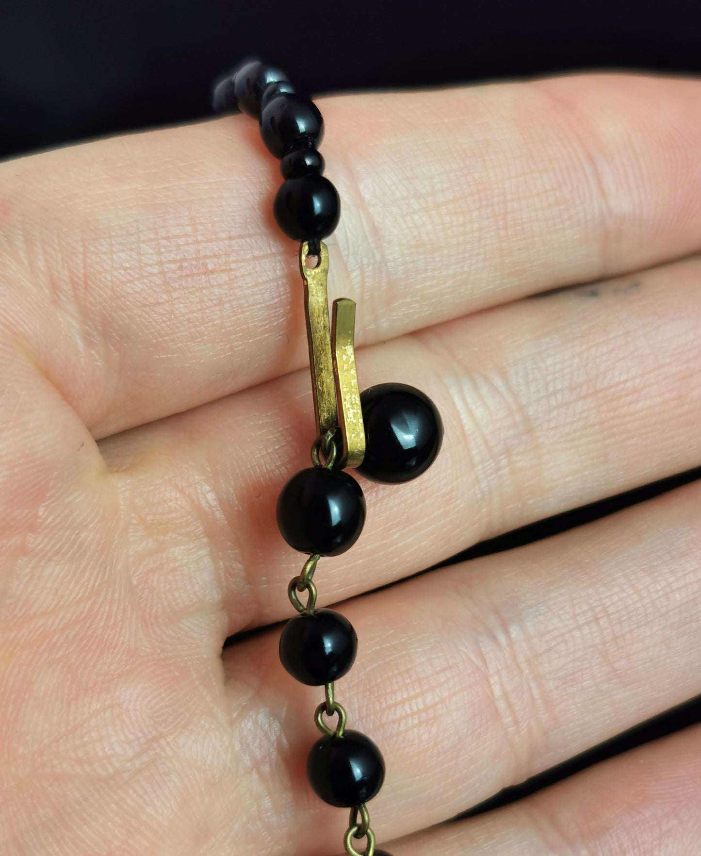 Vintage Art Deco style festoon necklace, French jet and paste