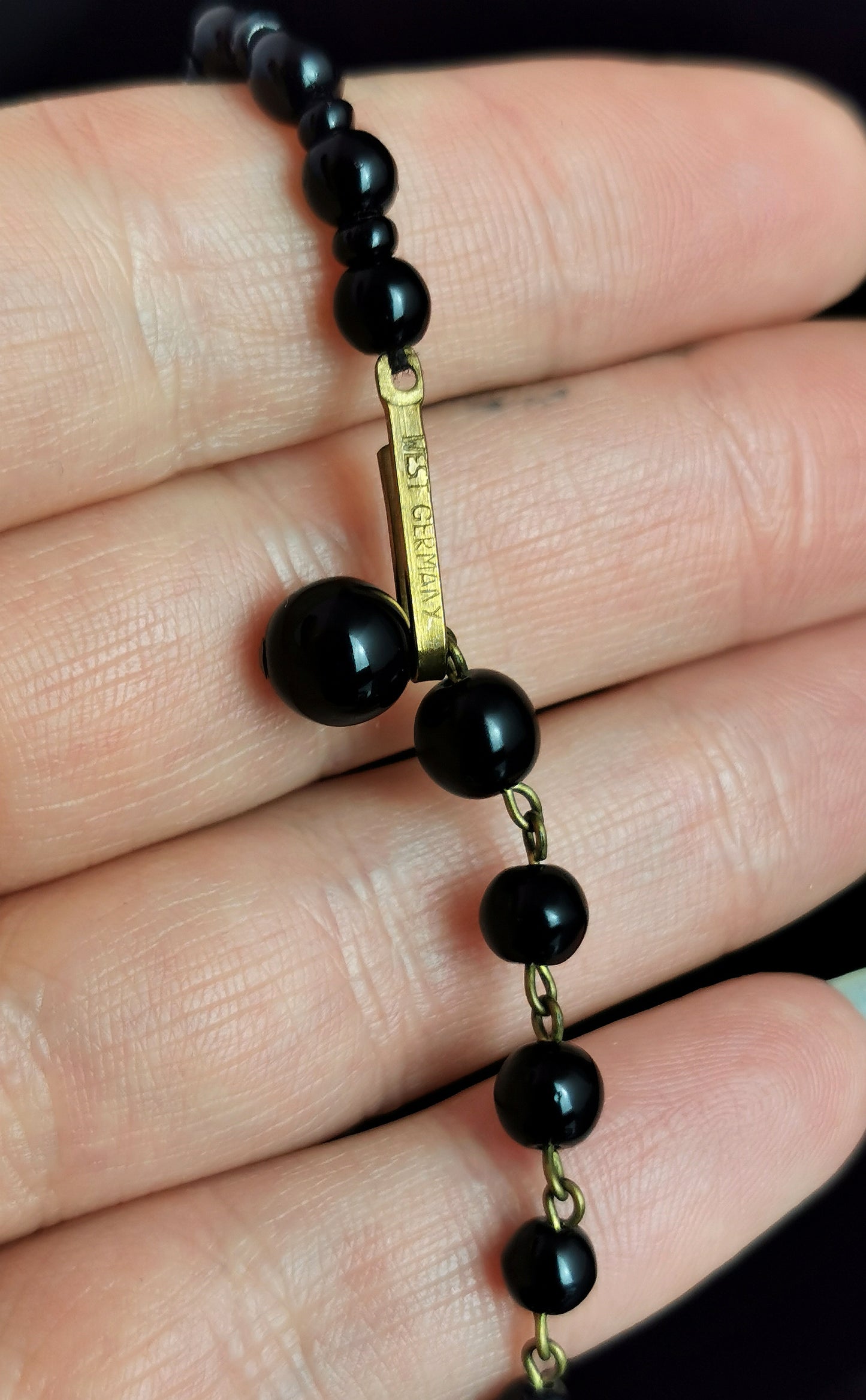 Vintage Art Deco style festoon necklace, French jet and paste