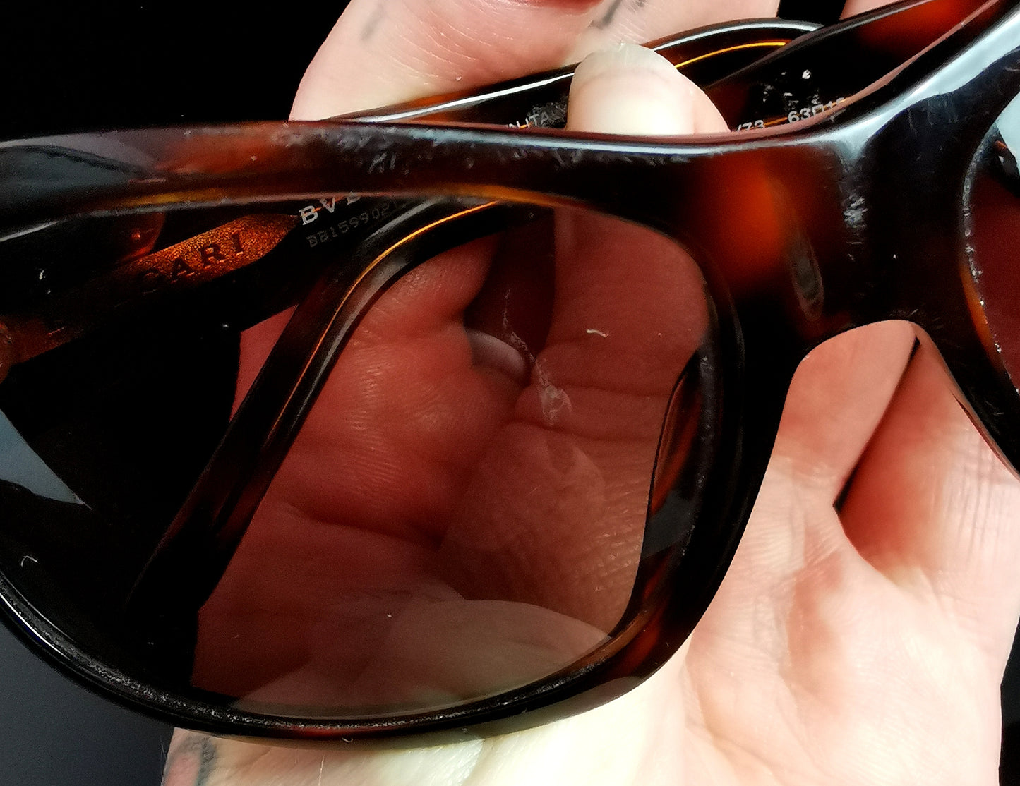 Bvlgari faux tortoiseshell sunglasses, gold tone logo