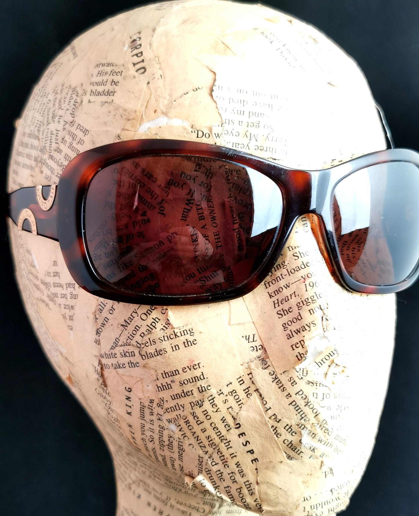 Bvlgari faux tortoiseshell sunglasses, gold tone logo