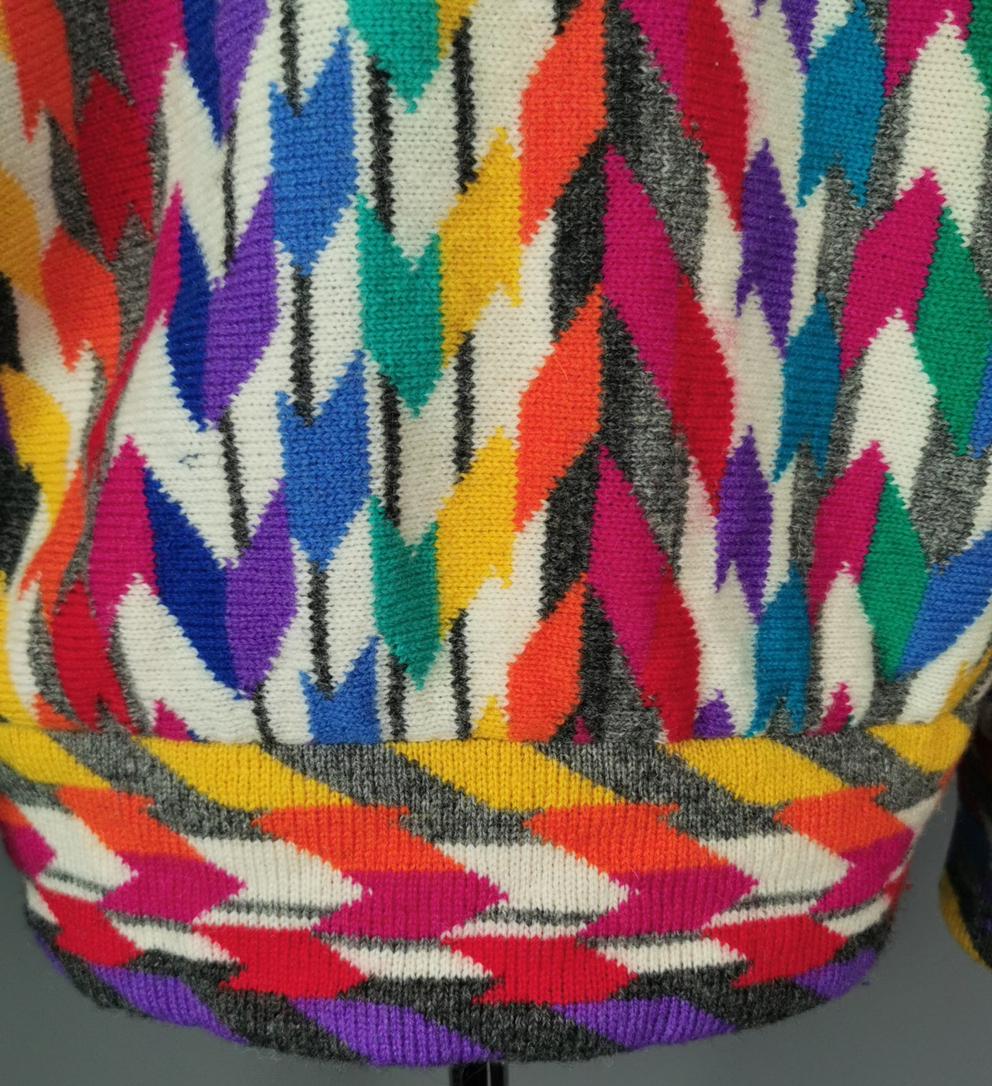 Vintage 80s loud Chevron knit sweater, colour pop, Maggie White