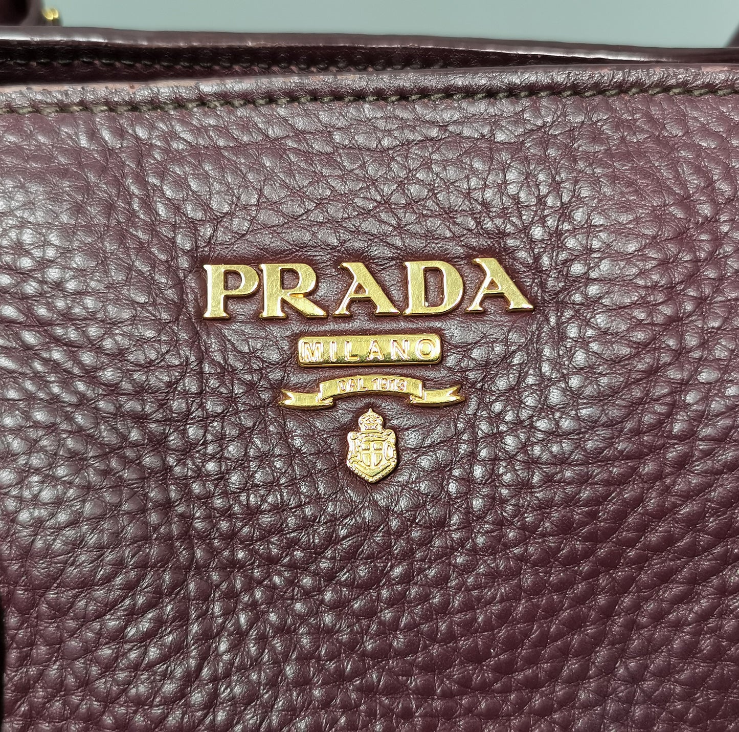Prada Vitello Daino burgandy leather shopper, Tote bag, convertible