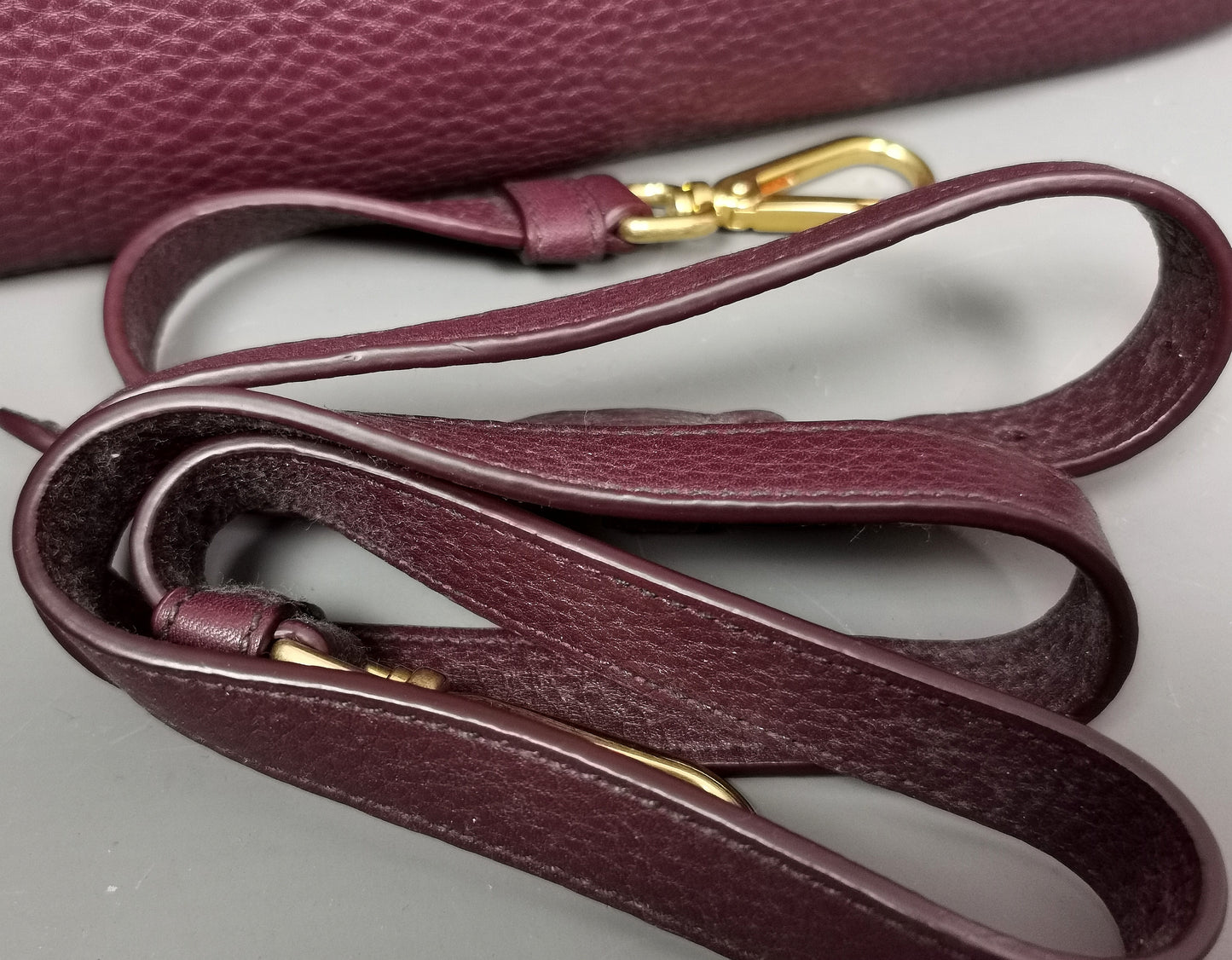 Prada Vitello Daino burgandy leather shopper, Tote bag, convertible