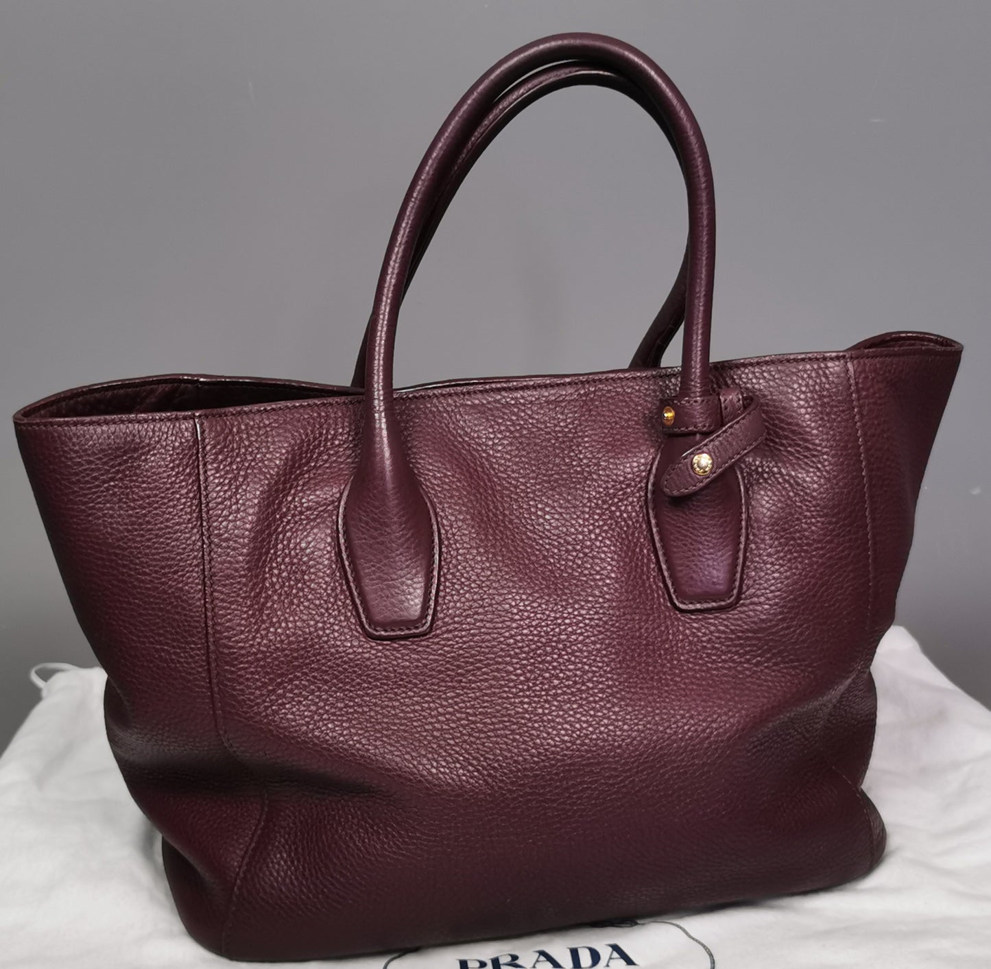 Prada Vitello Daino burgandy leather shopper, Tote bag, convertible