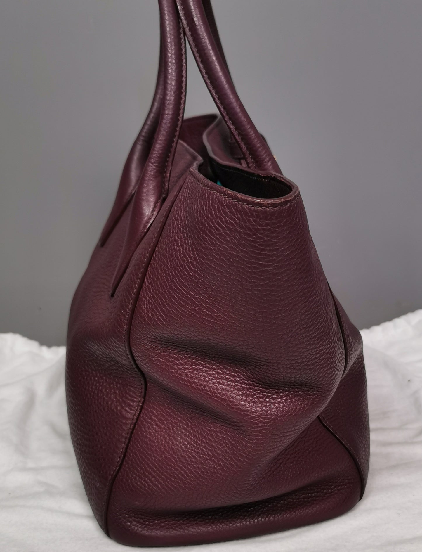 Prada Vitello Daino burgandy leather shopper, Tote bag, convertible