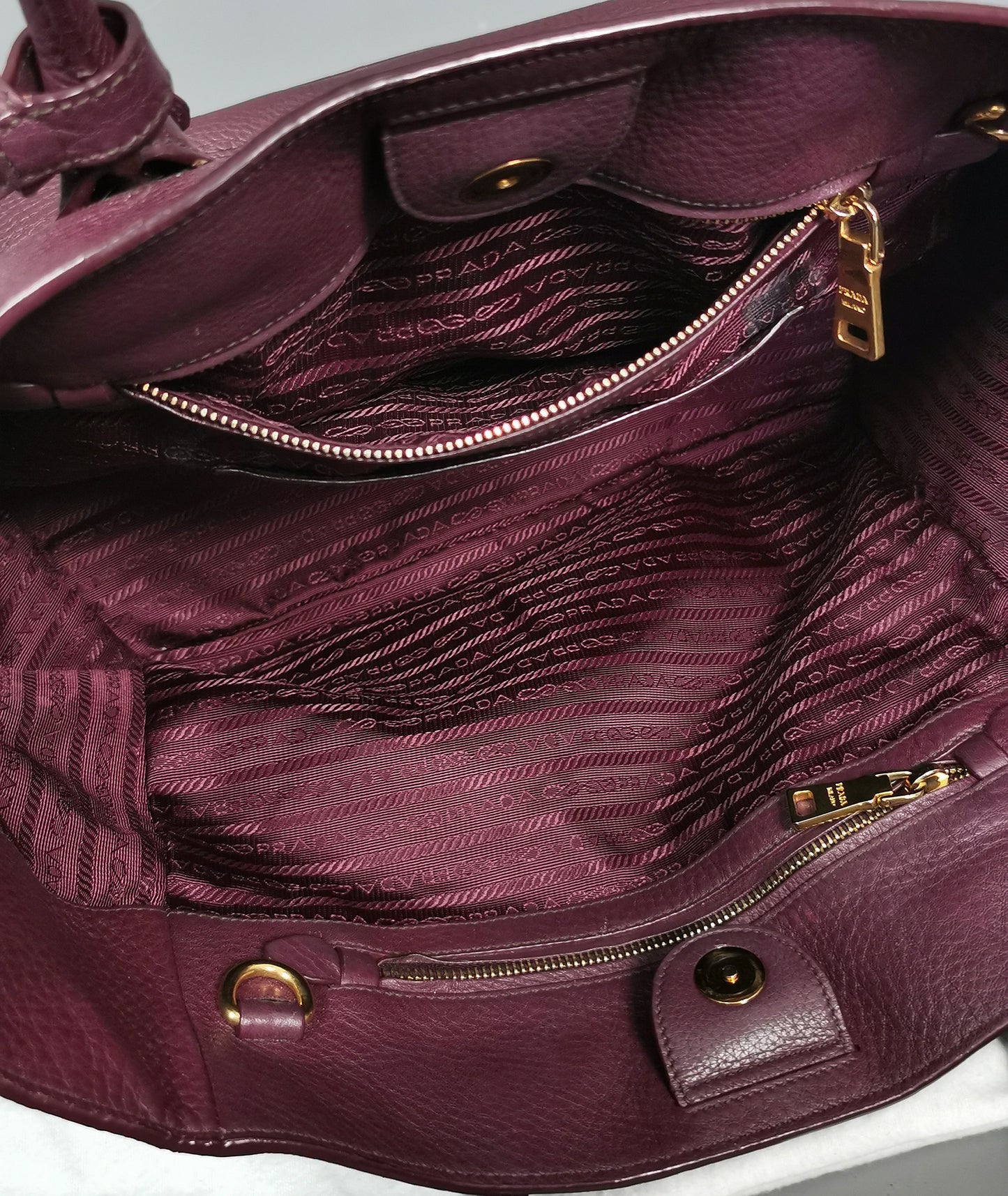 Prada Vitello Daino burgandy leather shopper, Tote bag, convertible