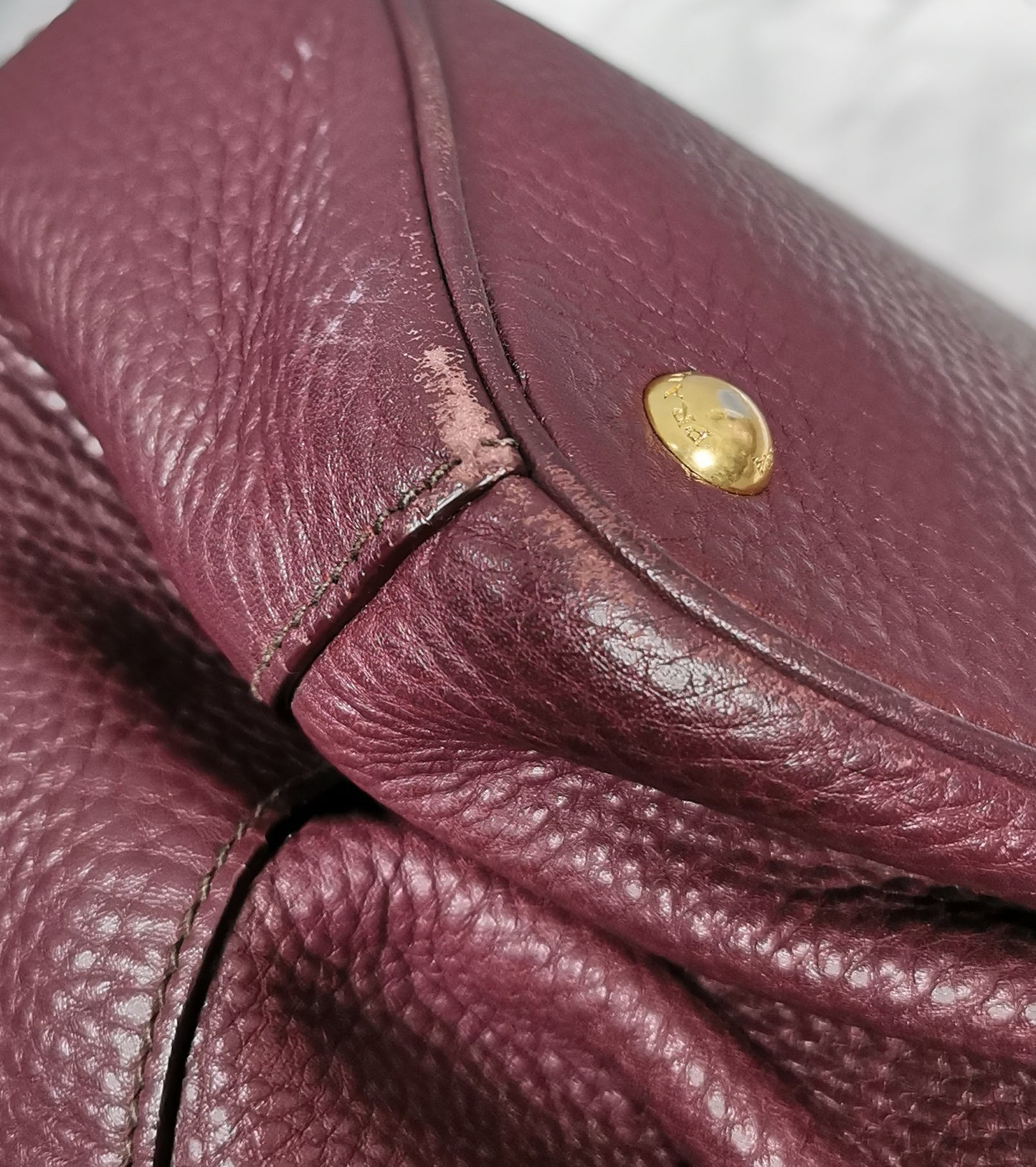 Prada Vitello Daino burgandy leather shopper, Tote bag, convertible