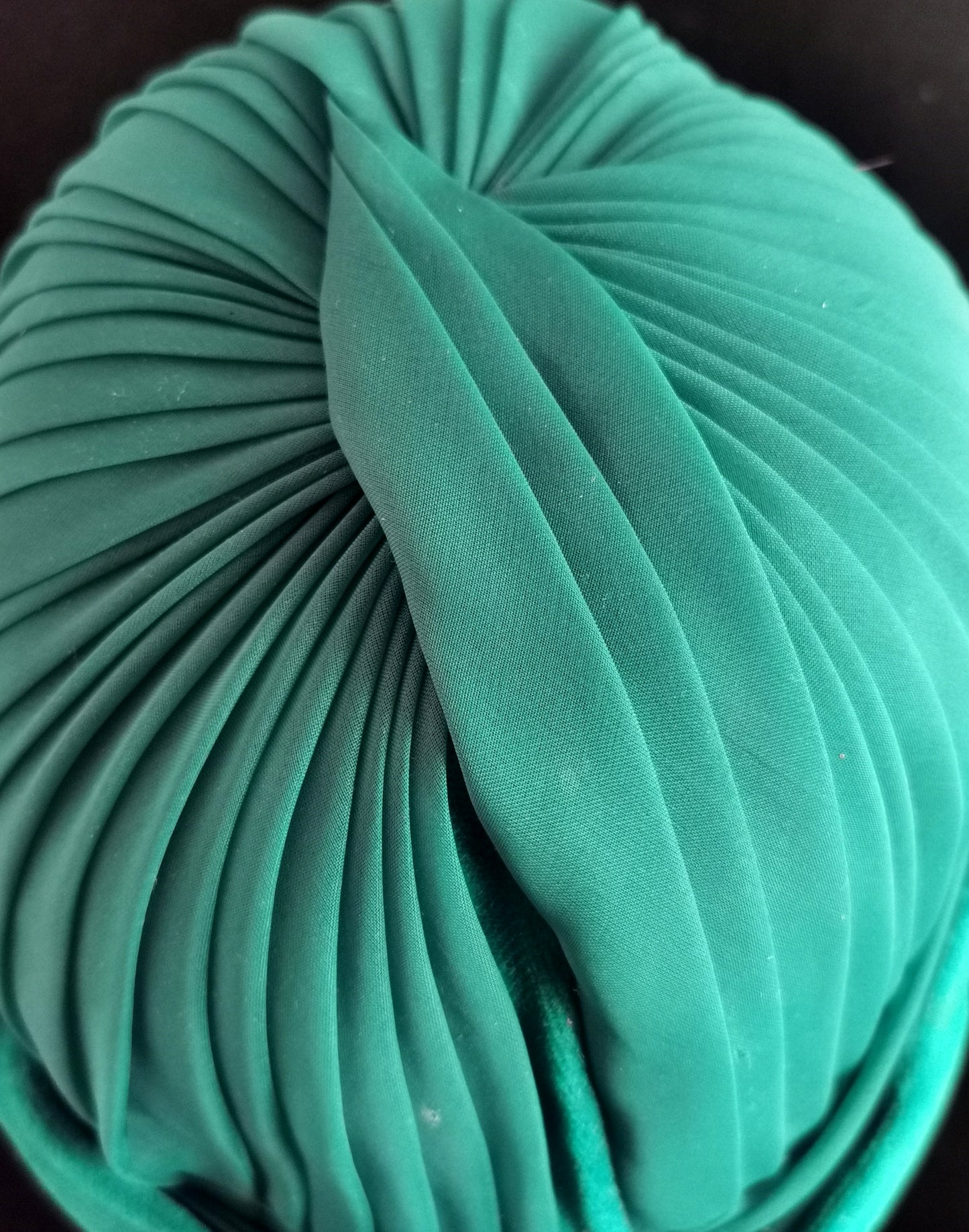 Vintage Turquoise velvet and chiffon cloche hat, c1950s