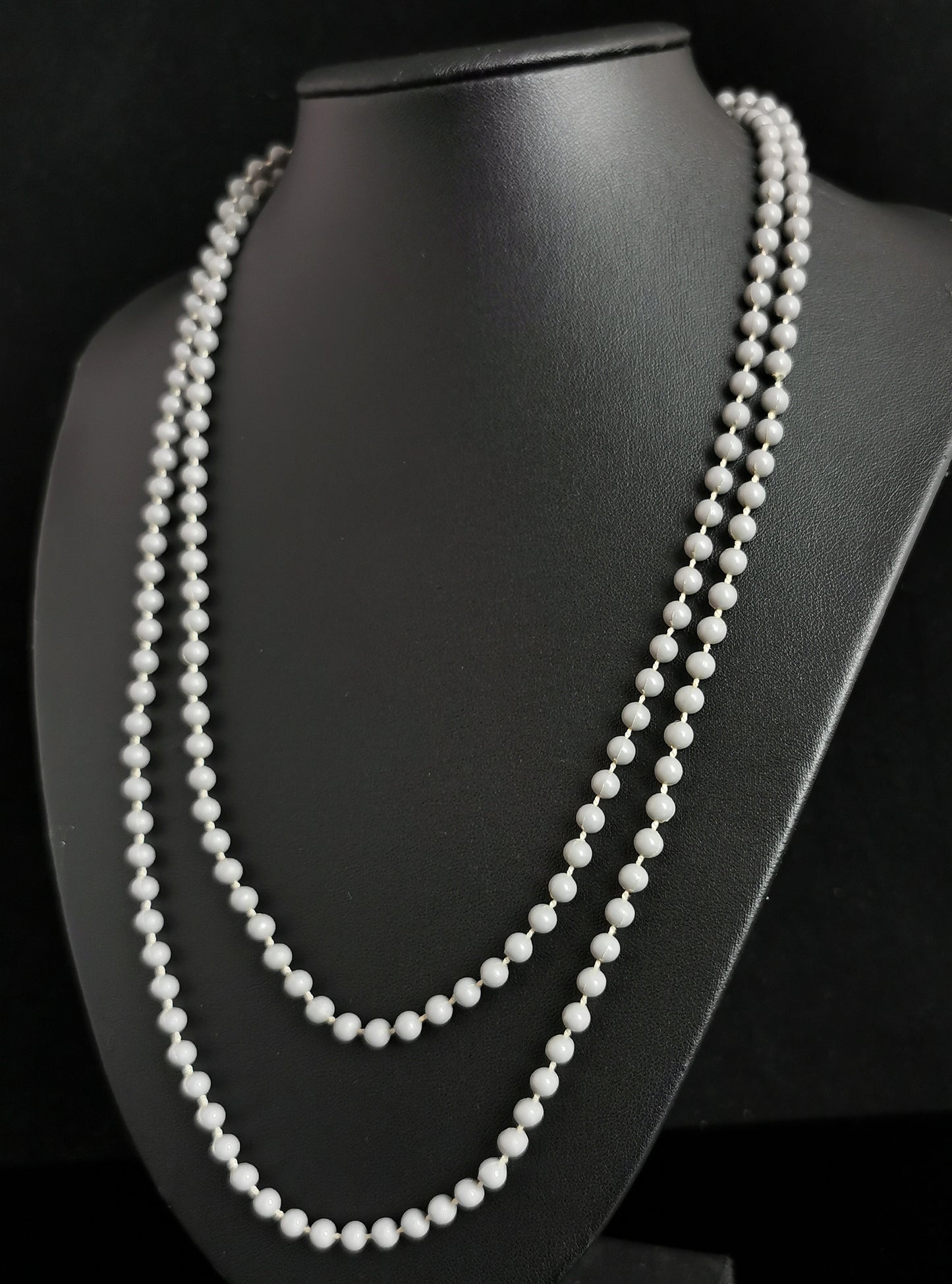 Vintage mid century bead necklace, long length