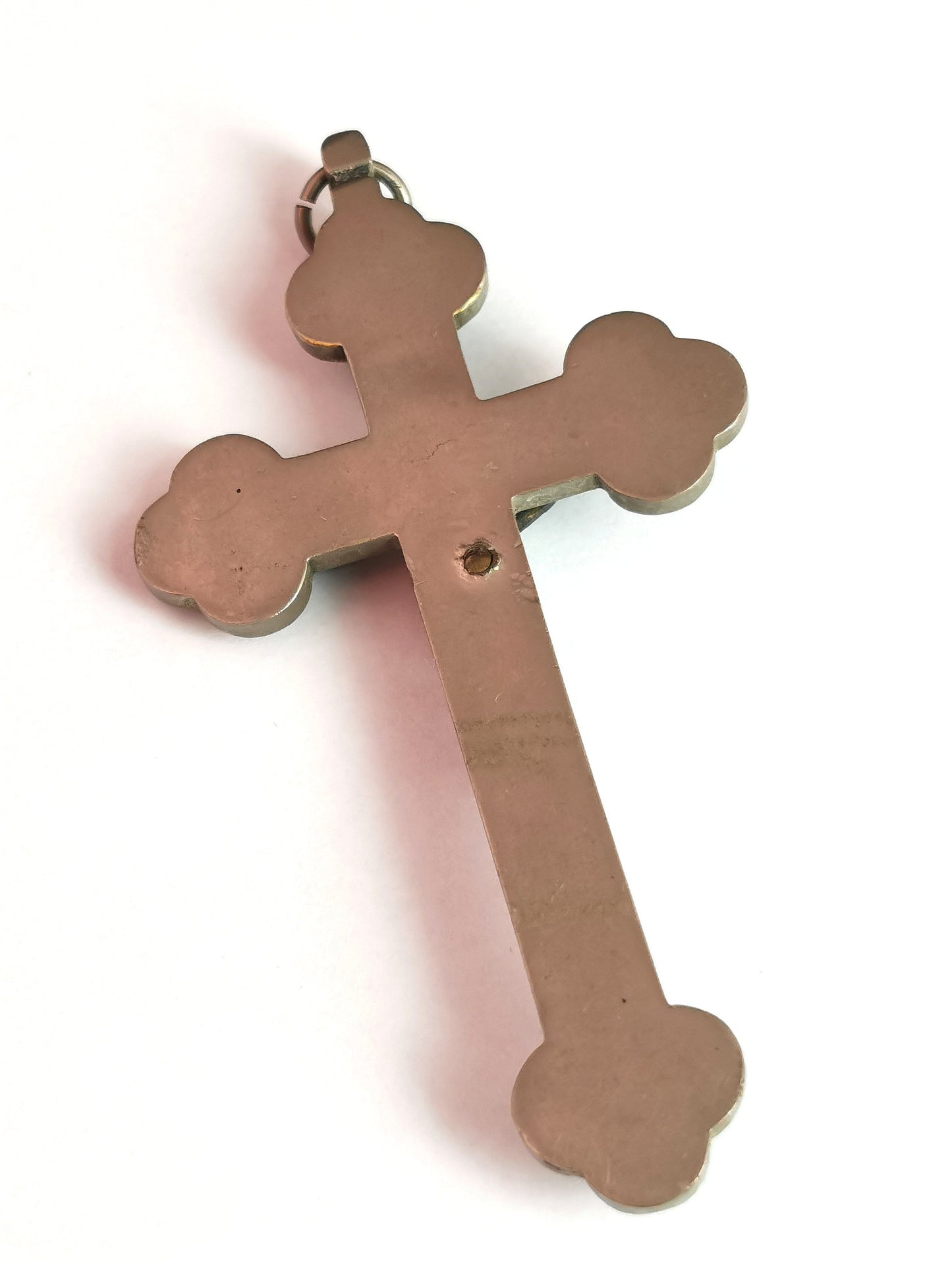 Antique Micro mosaic crucifix pendant, Italian Cross, large