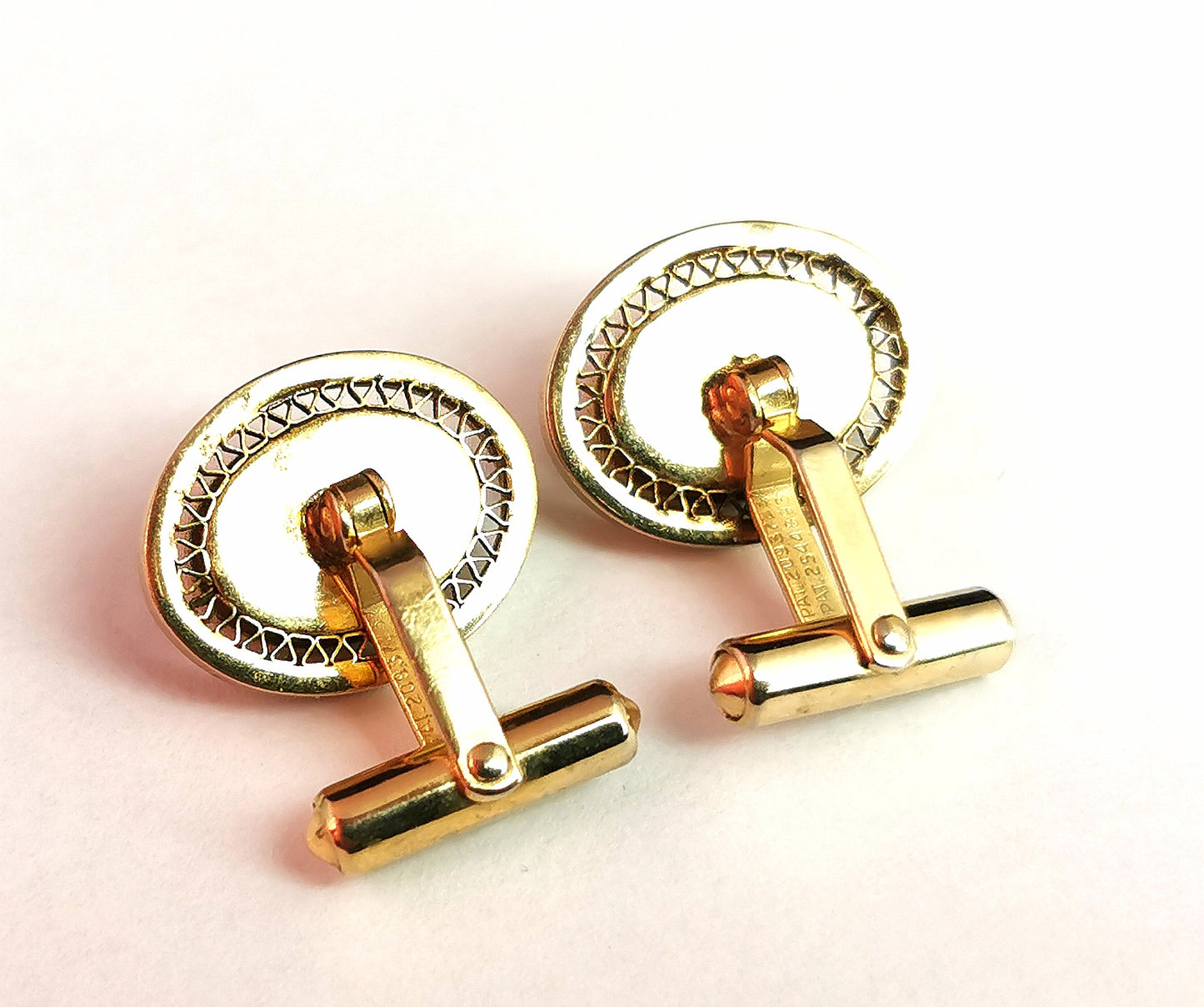 Vintage Christian Dior cufflinks, Gold tone and Black enamel