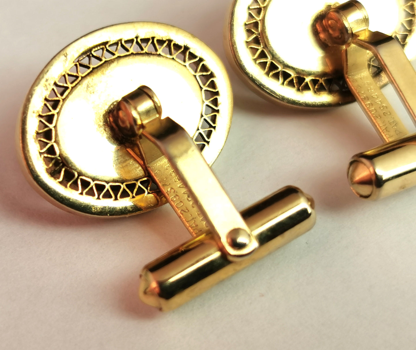 Vintage Christian Dior cufflinks, Gold tone and Black enamel