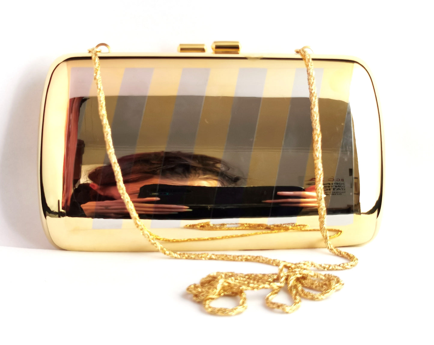 Vintage Hard Case metal handbag, Pierre Cardin, Silver and Gold tone, c1970s