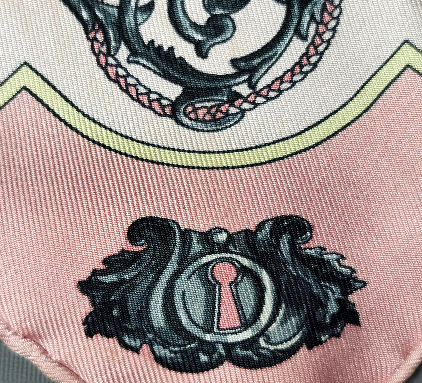 Hermes Silk scarf, Keys Les Cles, pink, Boxed