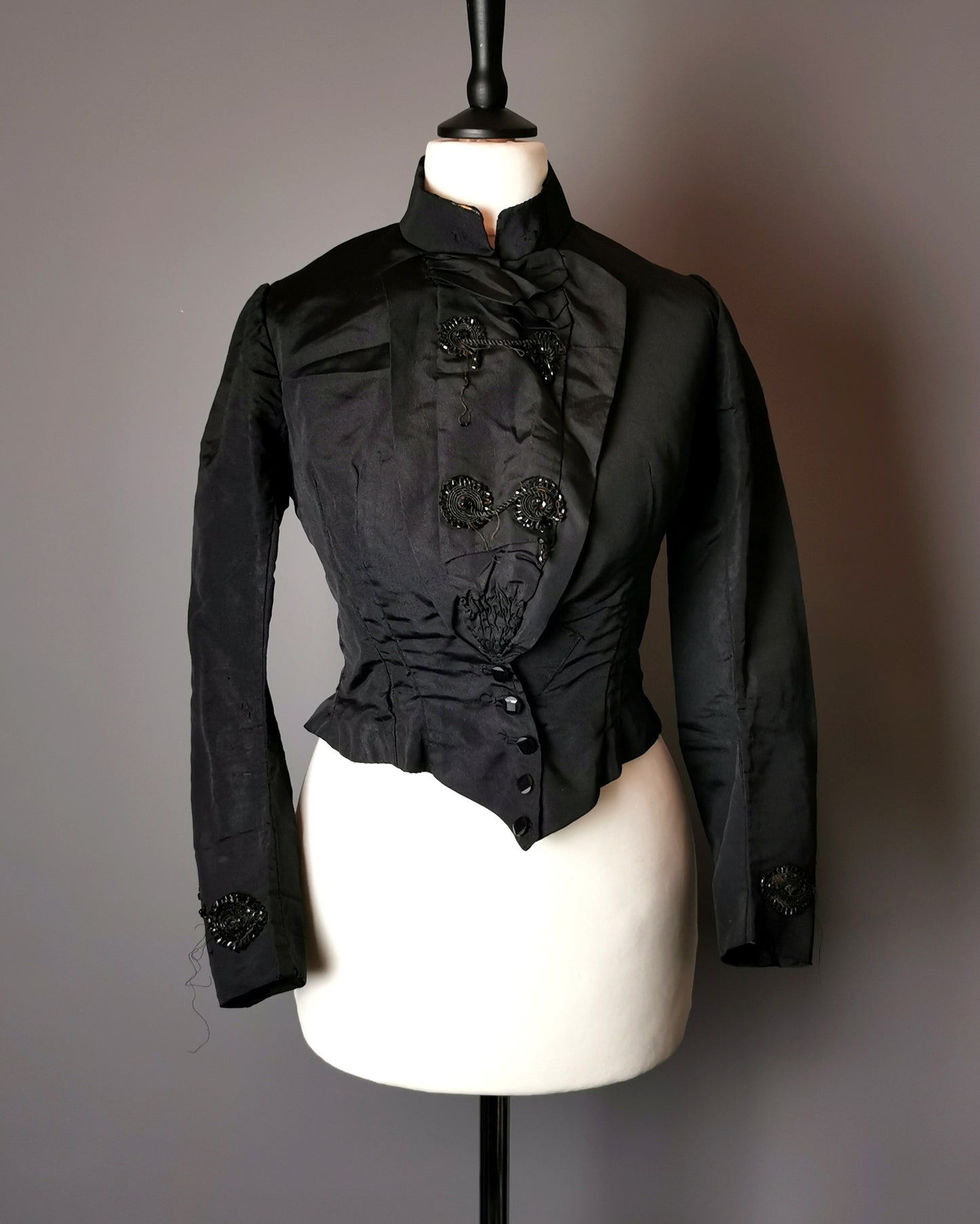 Antique Victorian mourning bodice, Blouse, French jet