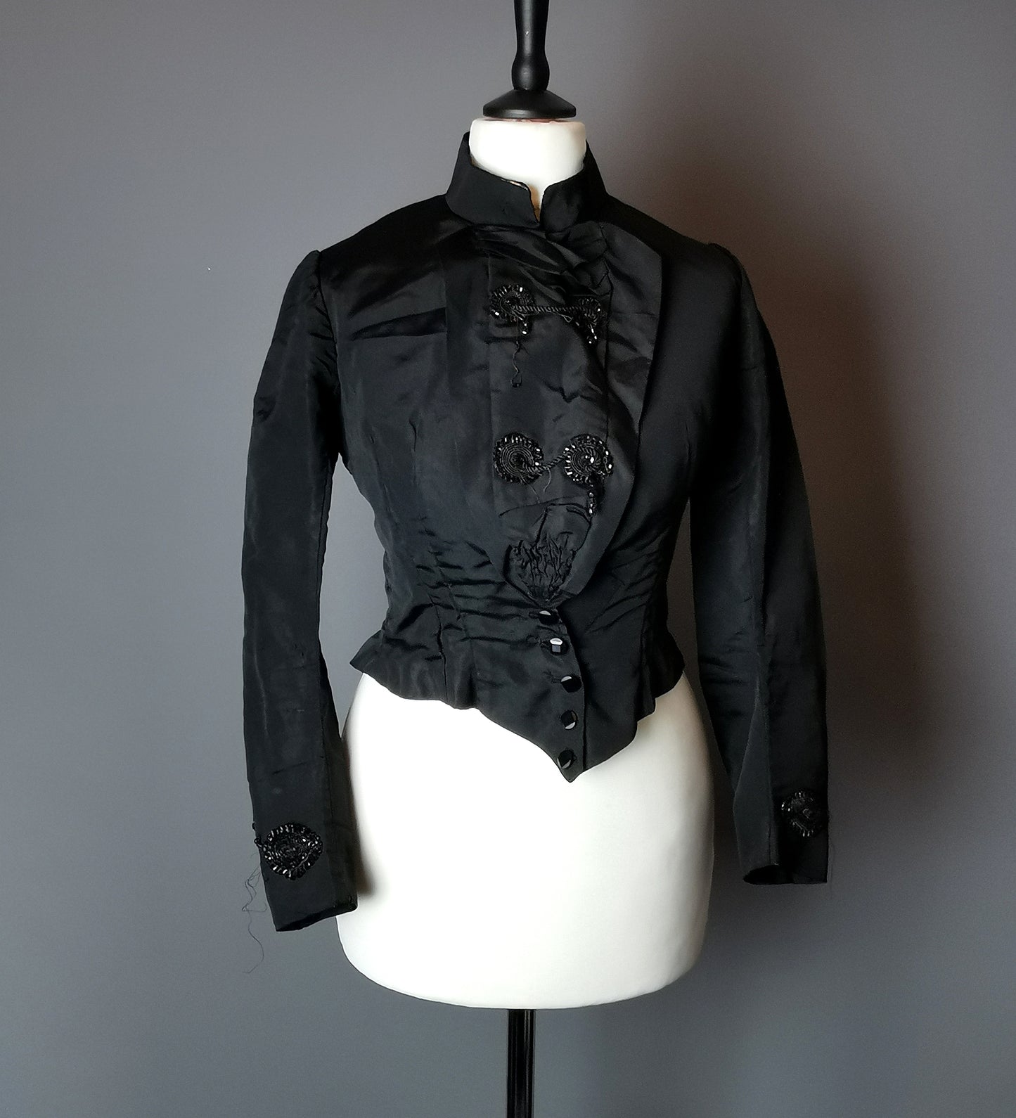 Antique Victorian mourning bodice, Blouse, French jet