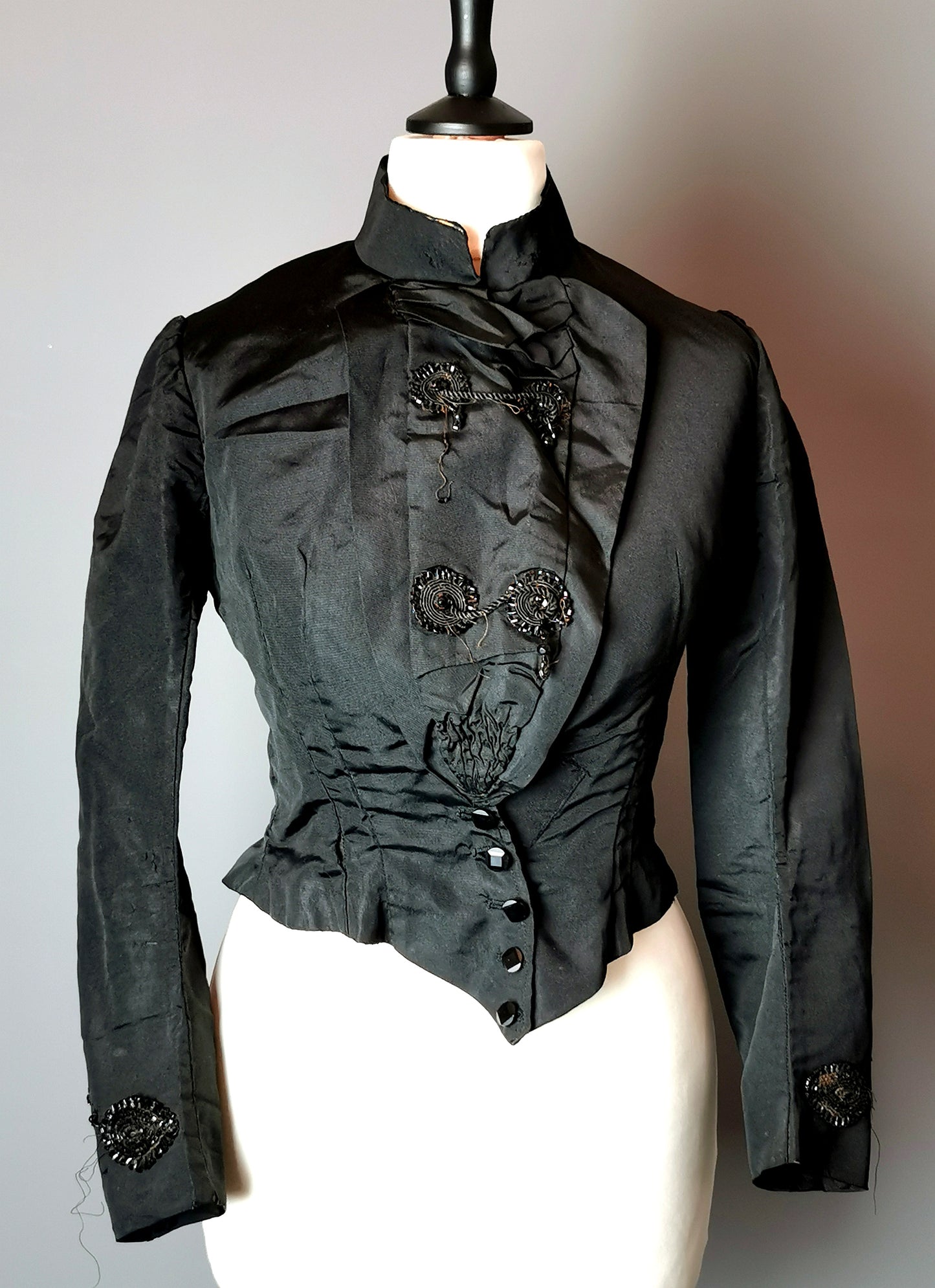 Antique Victorian mourning bodice, Blouse, French jet