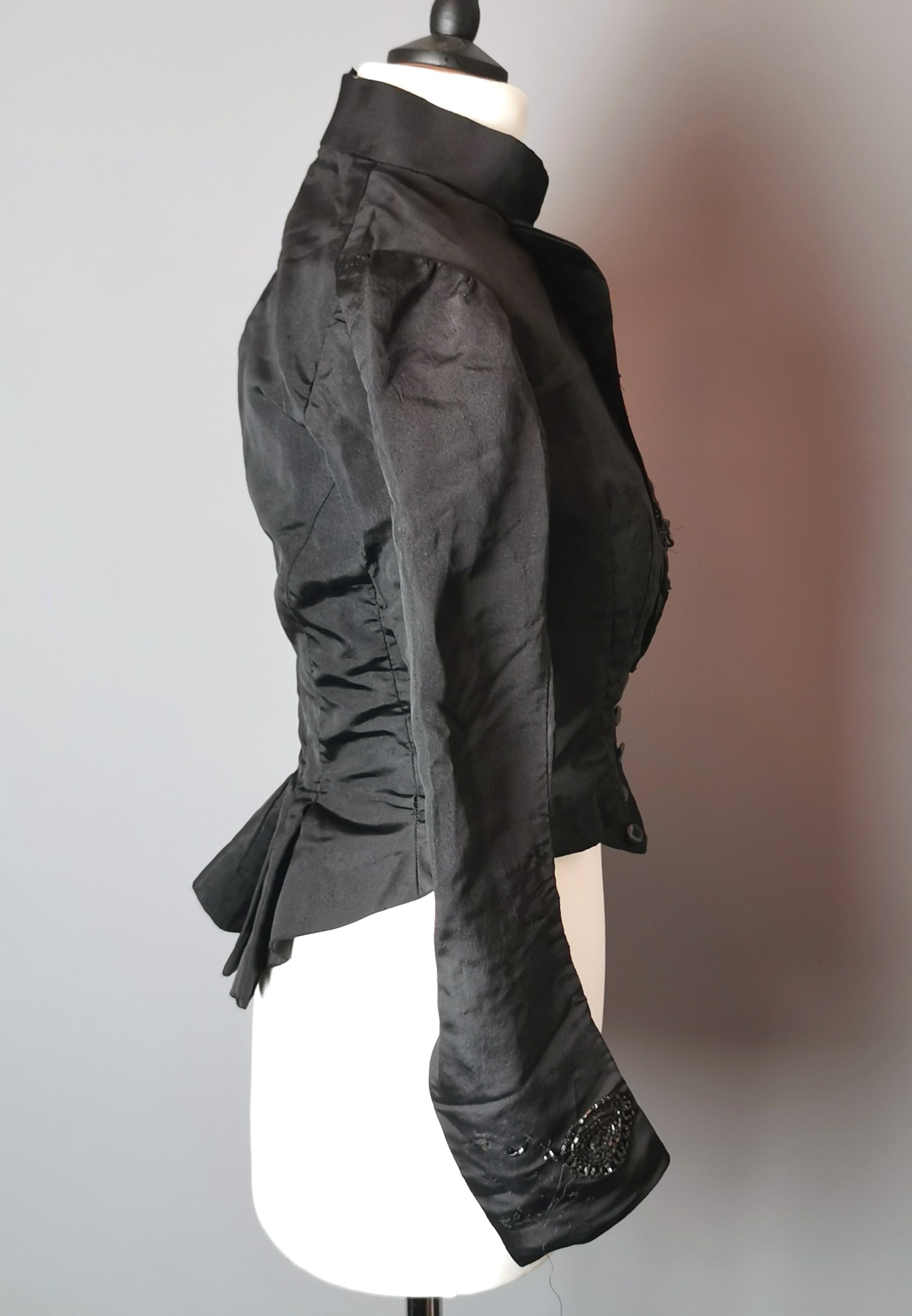 Antique Victorian mourning bodice, Blouse, French jet