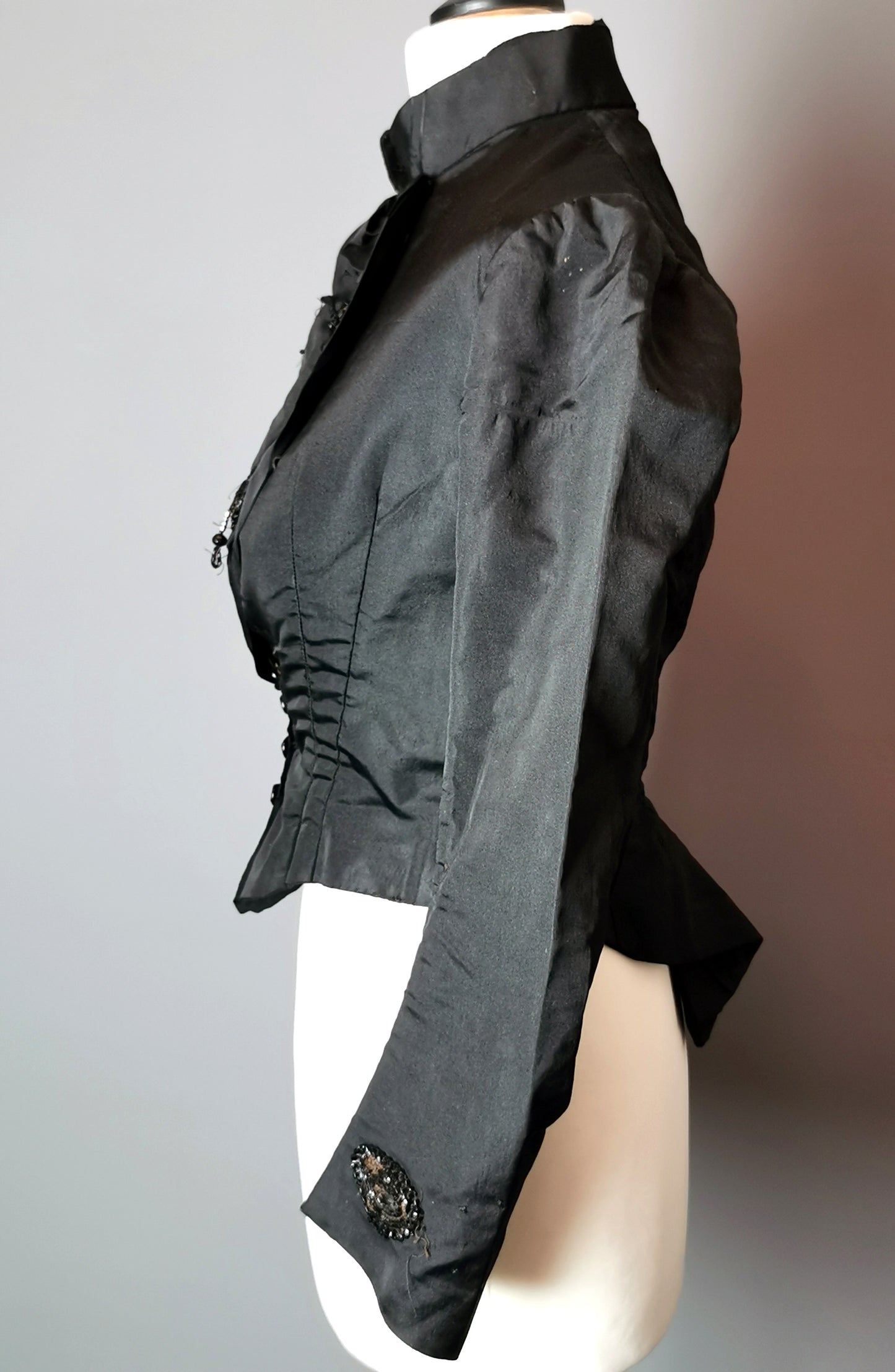 Antique Victorian mourning bodice, Blouse, French jet