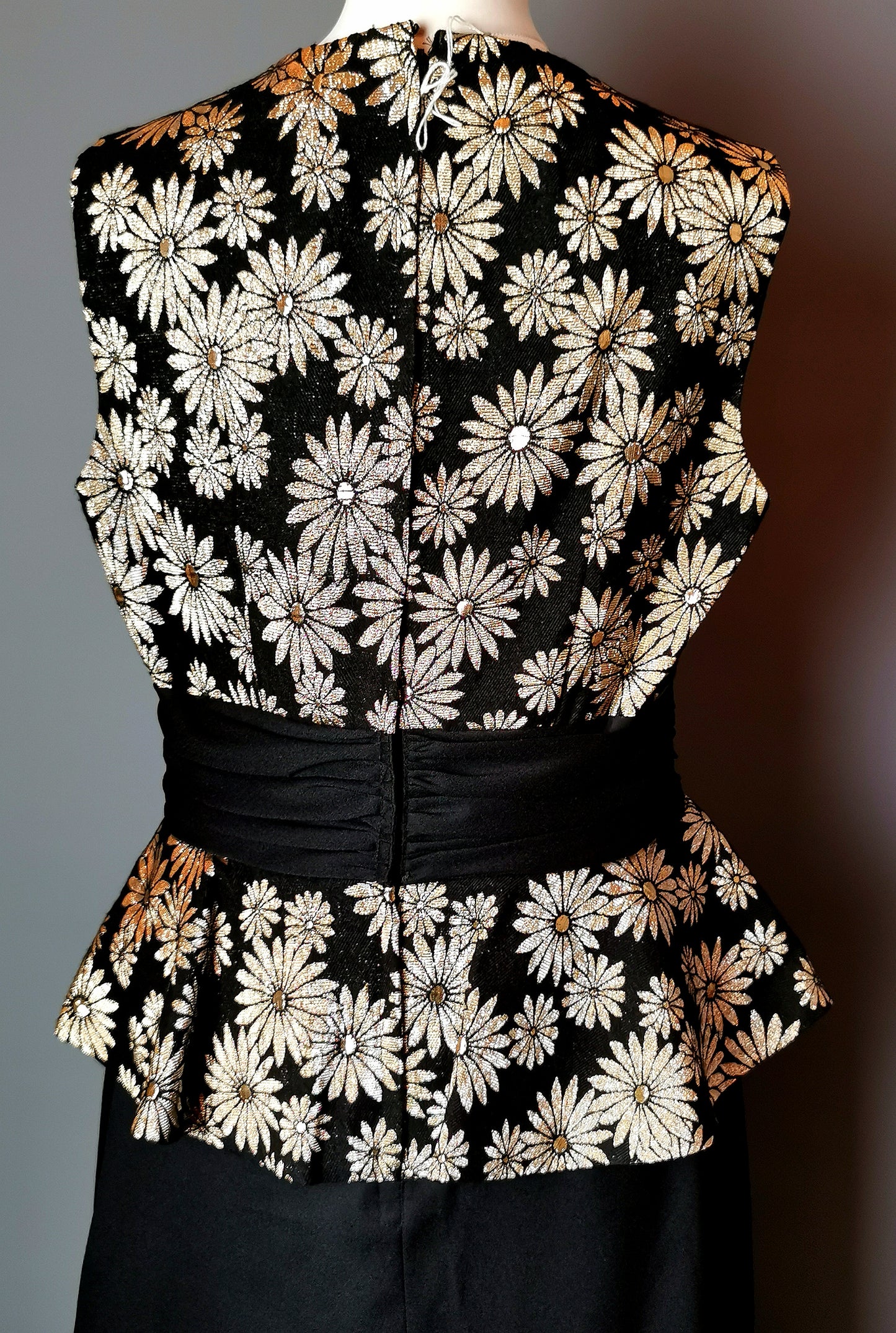 Vintage 1960s gold floral Brocade dress, cocktail dress