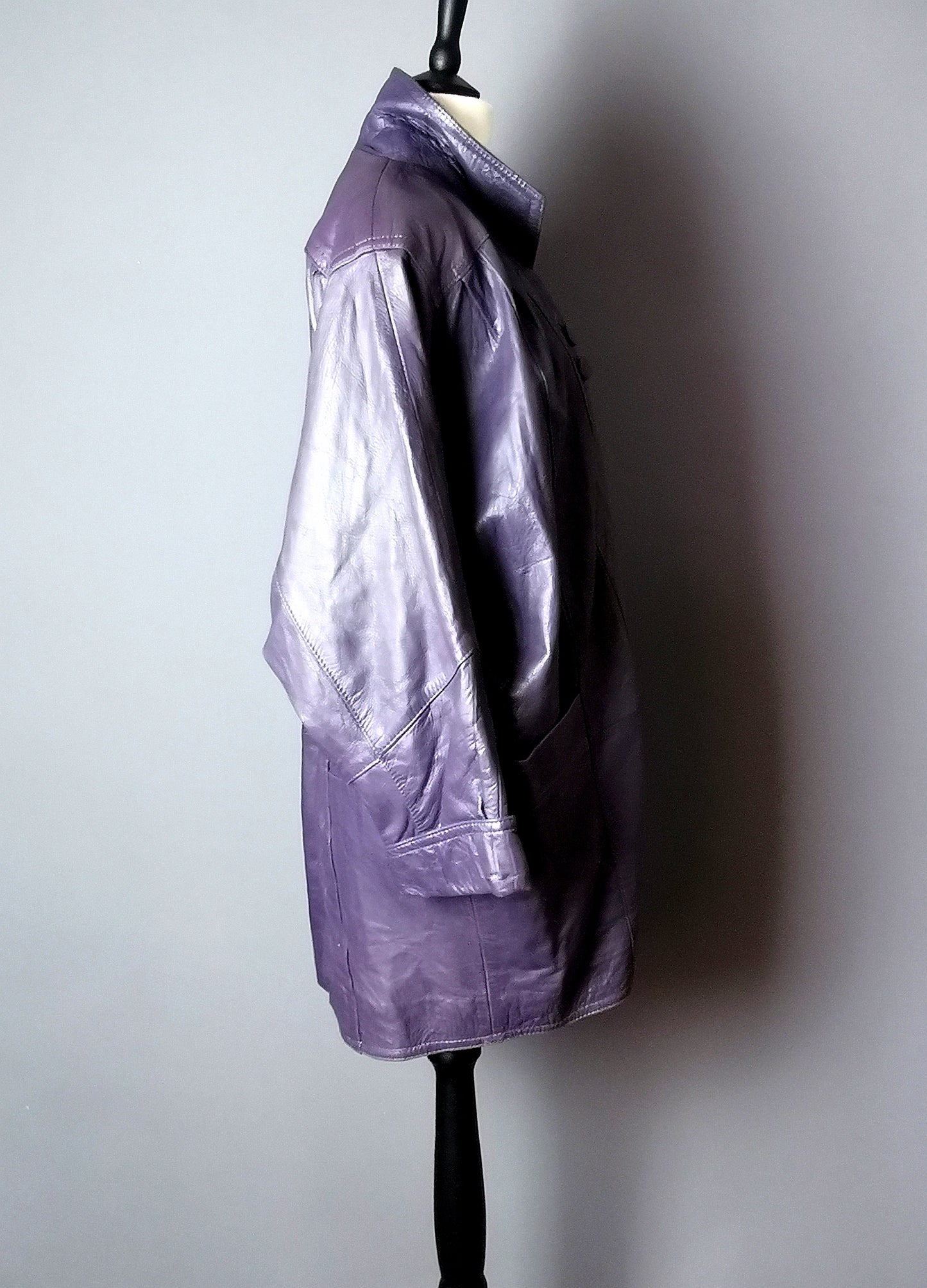 Vintage 1980s oversized leather jacket, purple