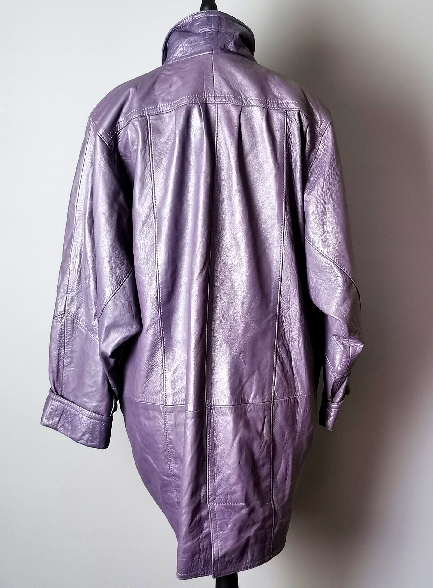 Vintage 1980s oversized leather jacket, purple