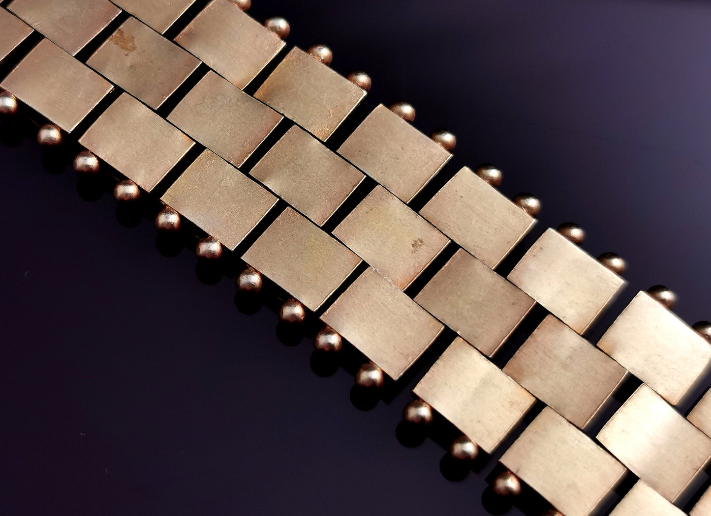 Antique Victorian gilt brick link bracelet, Aesthetic