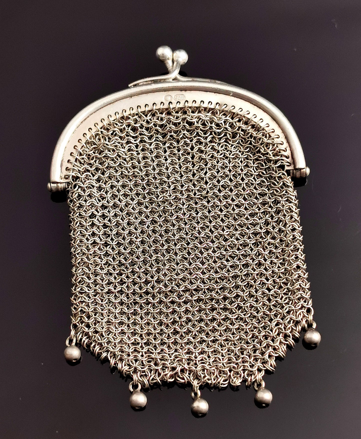 Antique Swiss silver chatelaine purse, coin purse