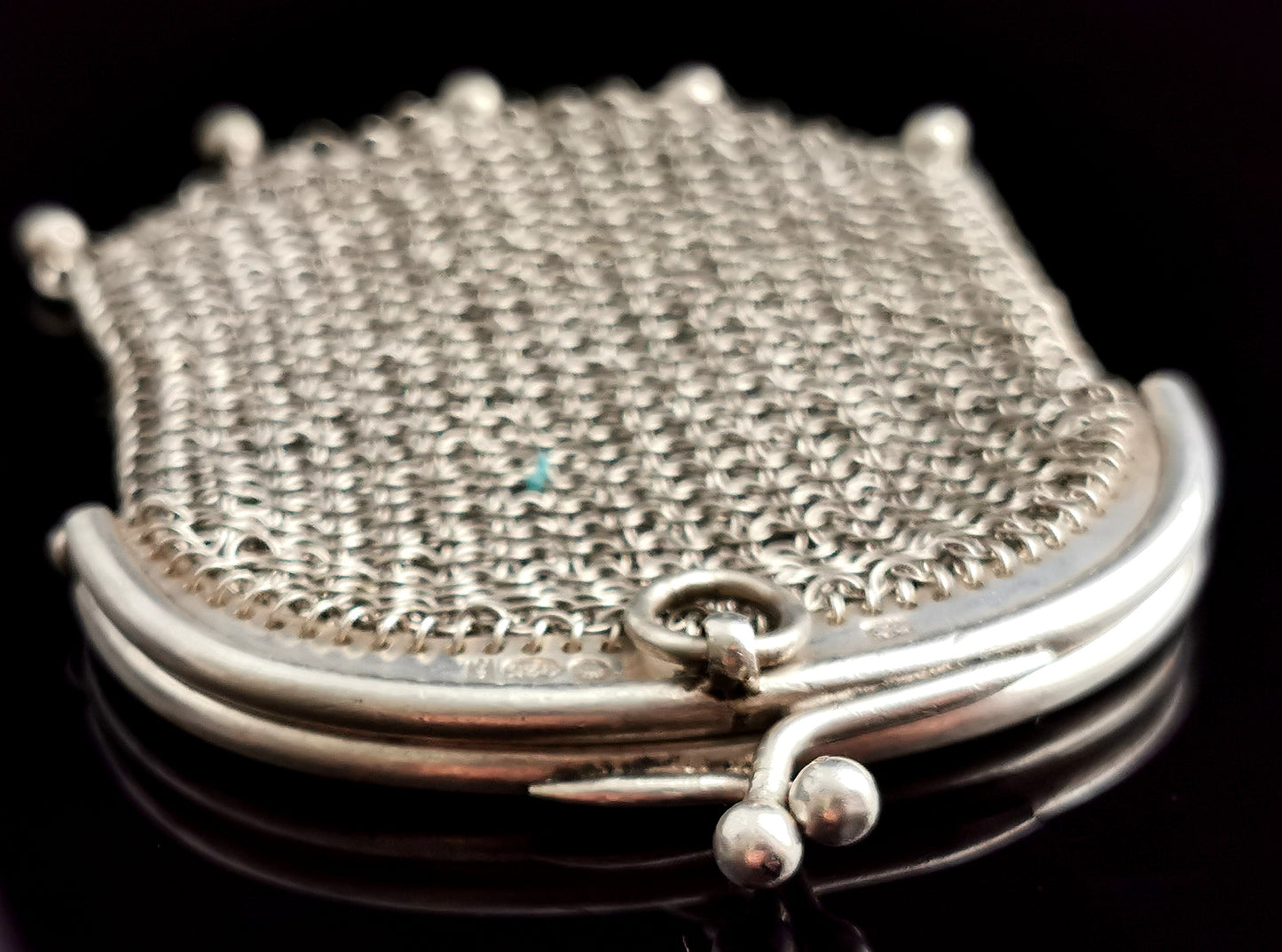 Antique Swiss silver chatelaine purse, coin purse