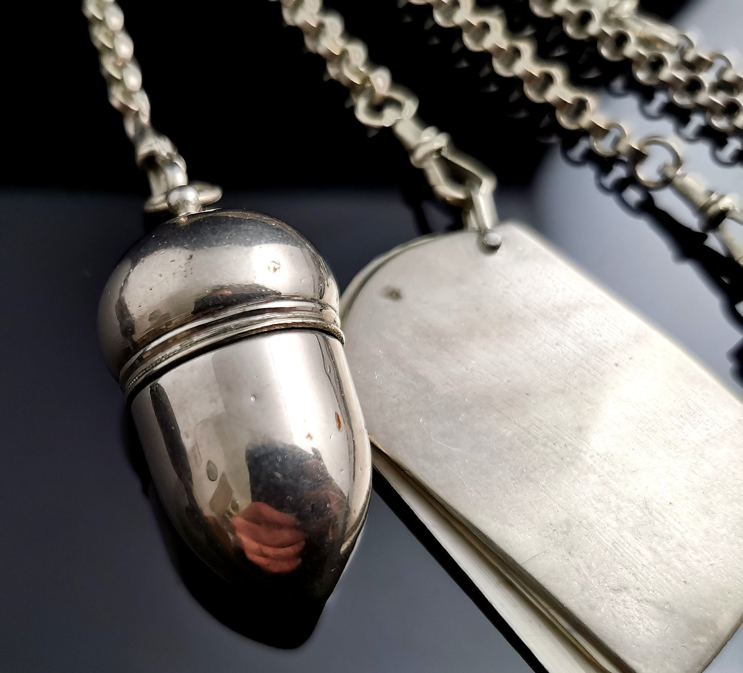 Antique Victorian silver plated chatelaine, Lyre and Acorn