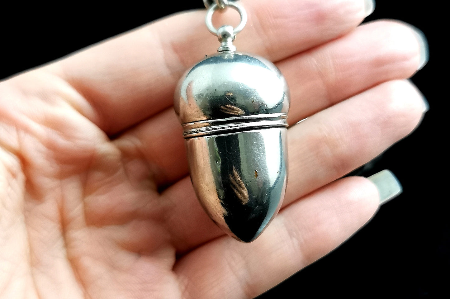 Antique Victorian silver plated chatelaine, Lyre and Acorn