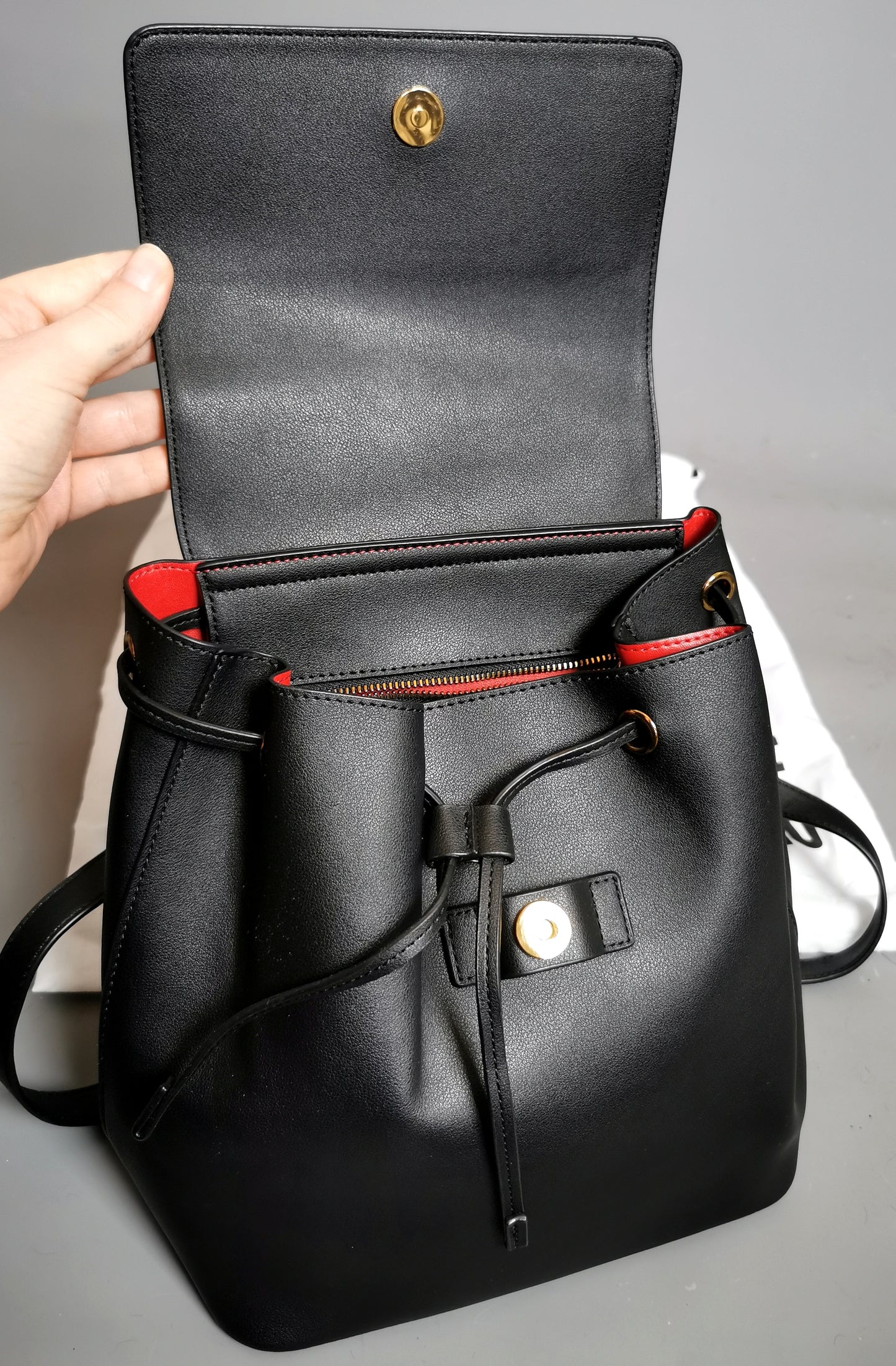 Moschino Love chain handle backpack, Black and Red