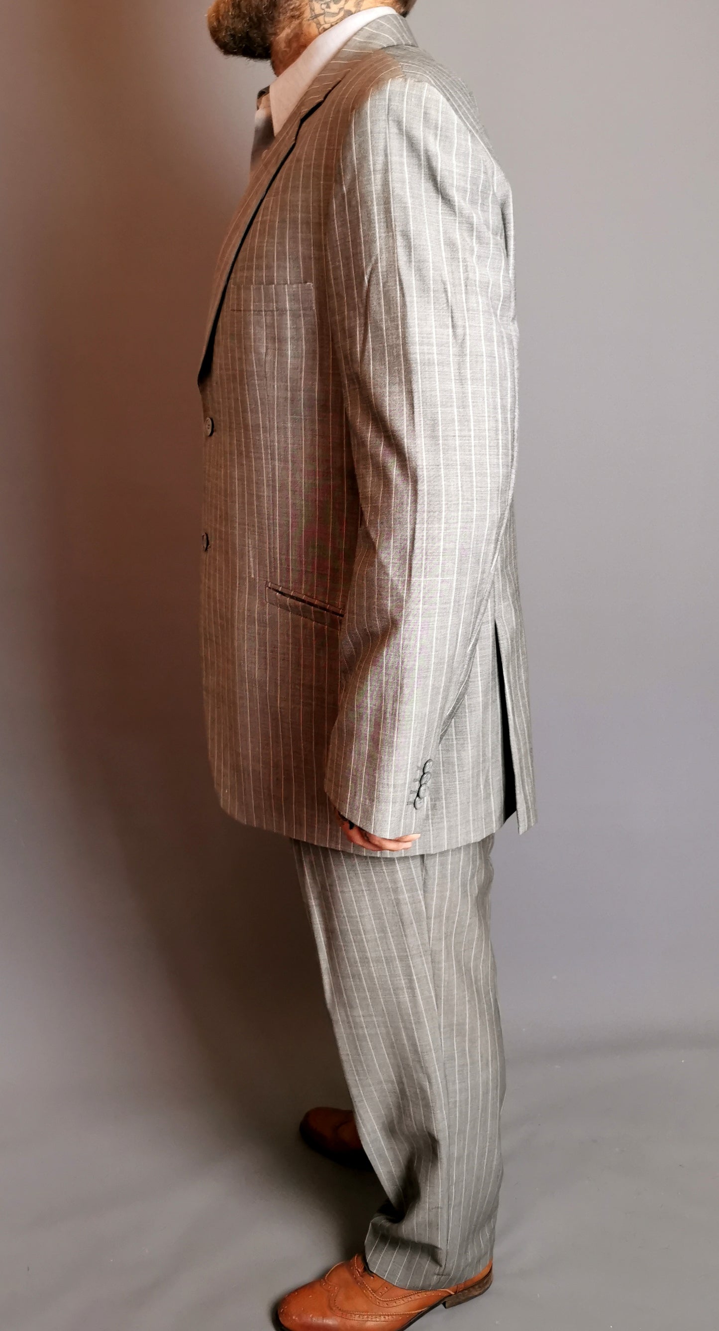 Vintage Versace Classic Mens Grey pinstripe suit