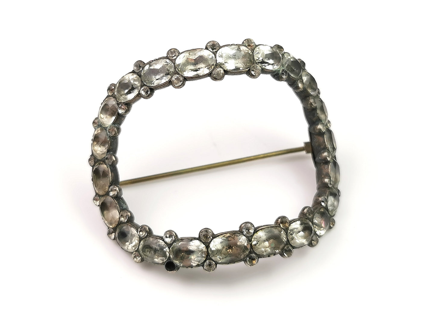 Antique Georgian black dot paste buckle brooch