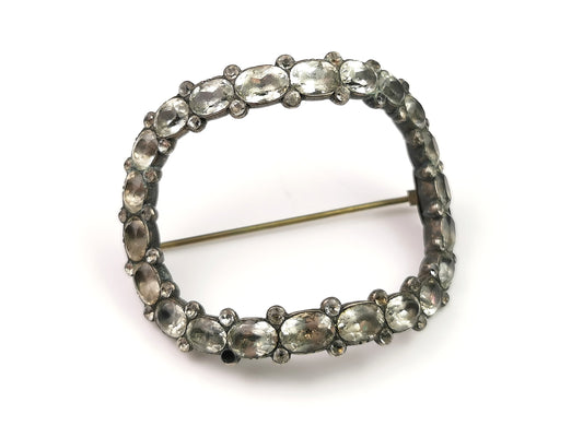 Antique Georgian black dot paste buckle brooch