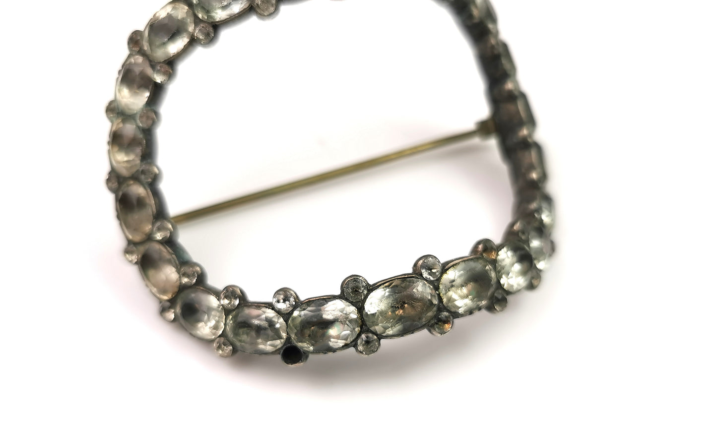 Antique Georgian black dot paste buckle brooch