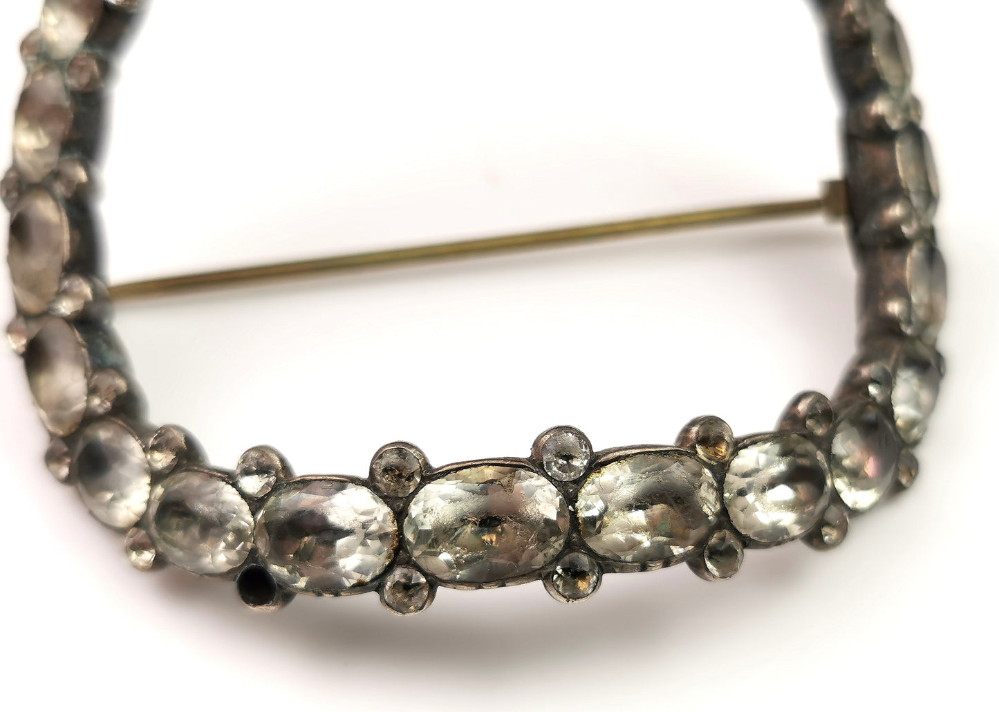 Antique Georgian black dot paste buckle brooch