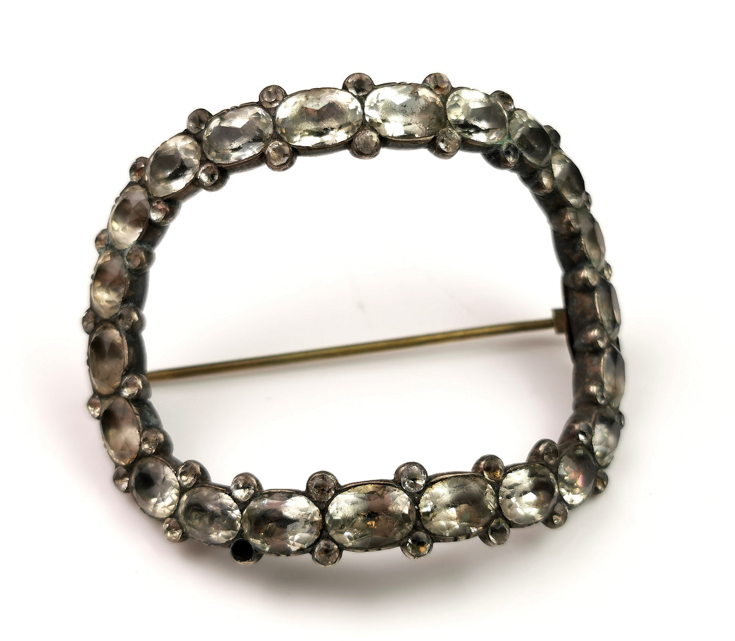 Antique Georgian black dot paste buckle brooch